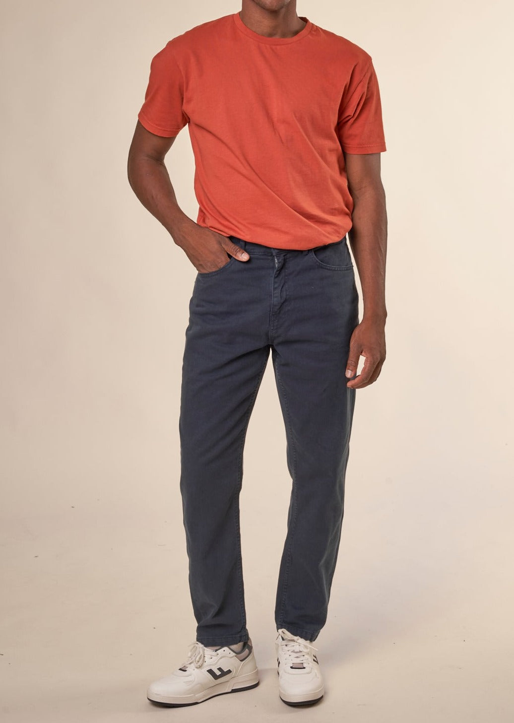 Pantalon en sergé de coton bio | Marine "tim tapered twill 5-pocket pants total eclipse"
