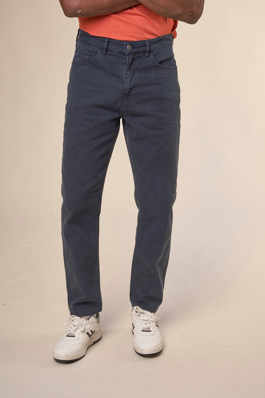 Pantalon en sergé de coton bio | Marine "tim tapered twill 5-pocket pants total eclipse"