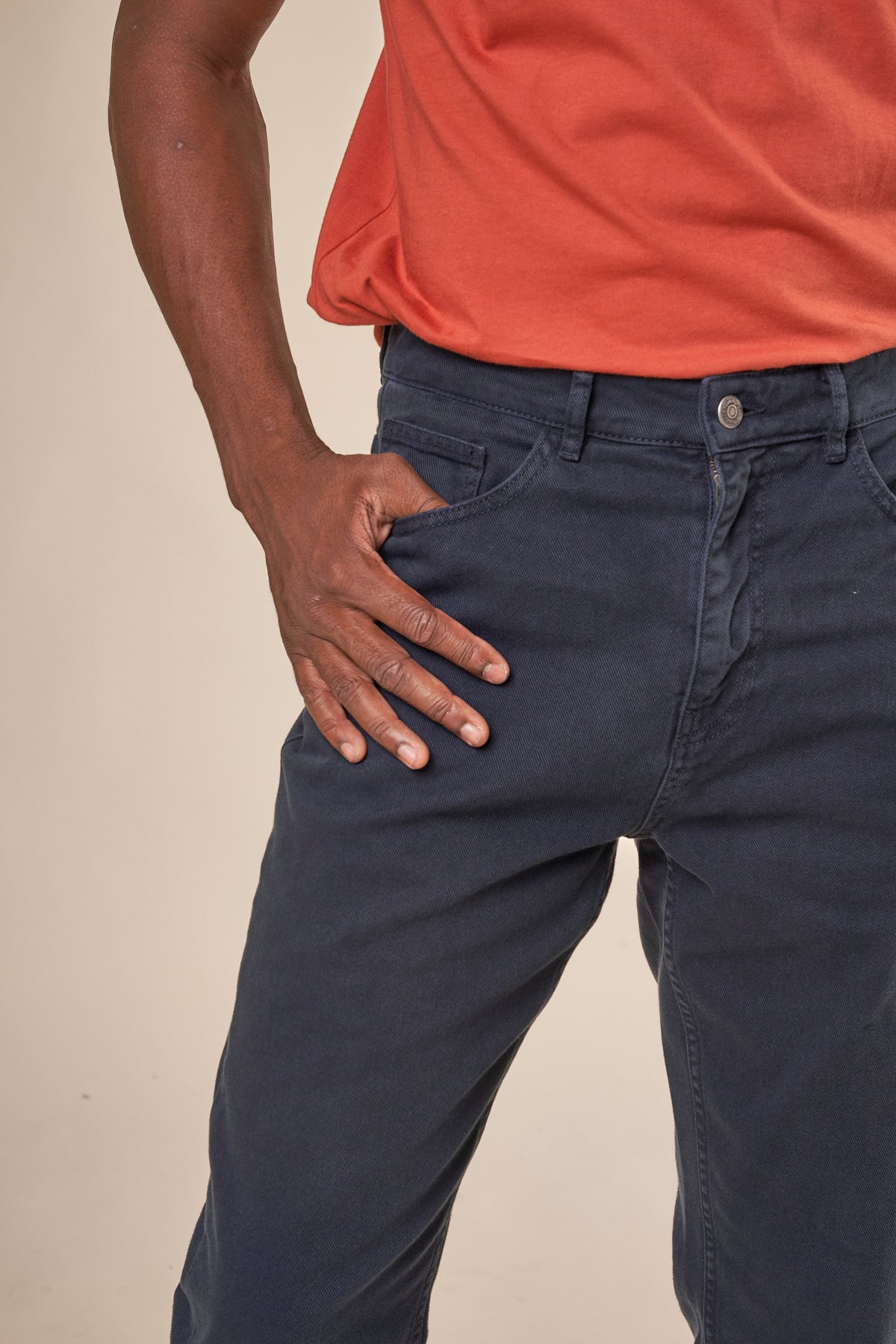 Pantalon en sergé de coton bio | Marine "tim tapered twill 5-pocket pants total eclipse"