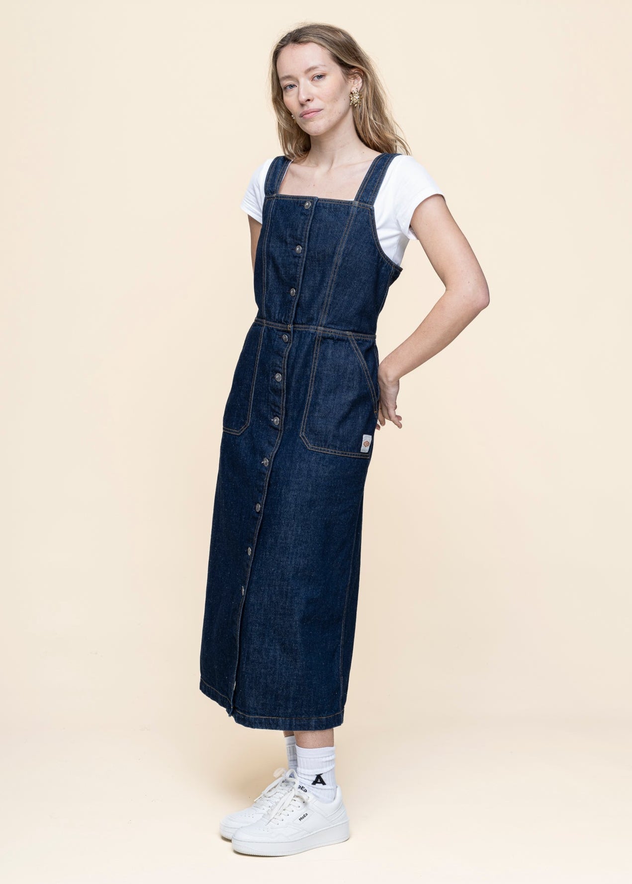 Robe en coton biologique | bleu "mona denim dress 40s redcast - dark blue"