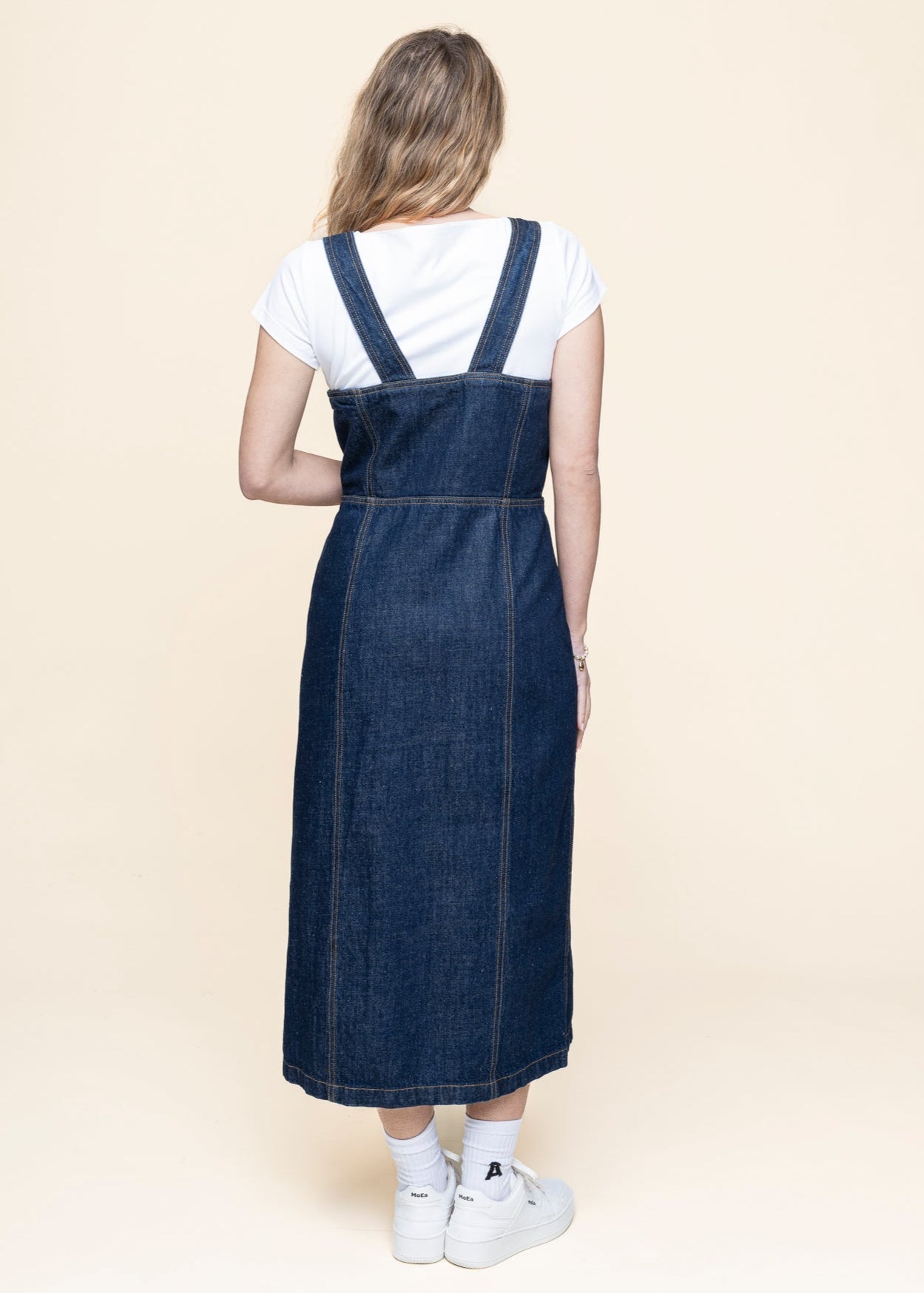 Robe en coton biologique | bleu "mona denim dress 40s redcast - dark blue"
