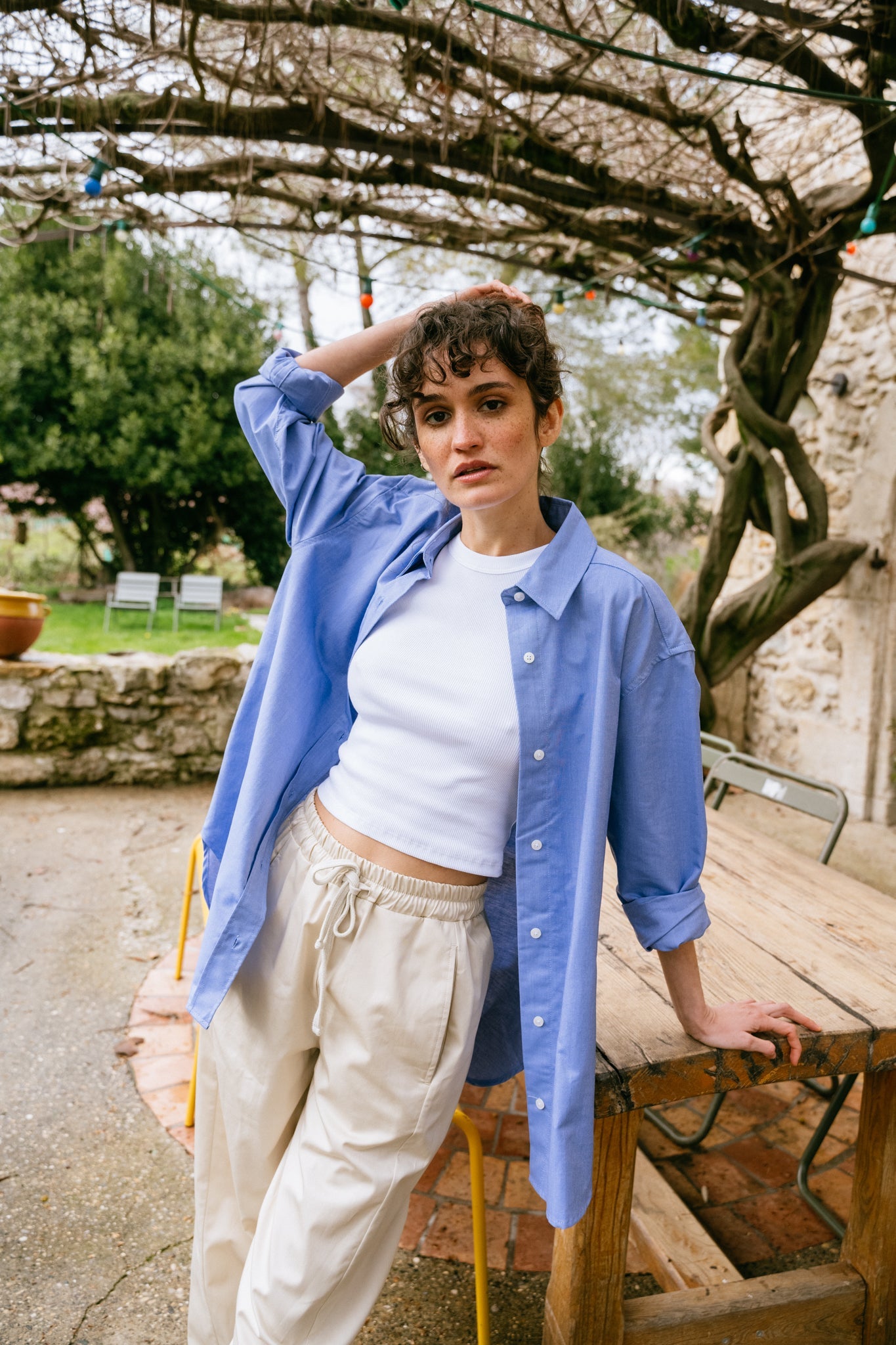 Chemise ample en coton bio | bleu "Lova shirt 15041 oxford blue"