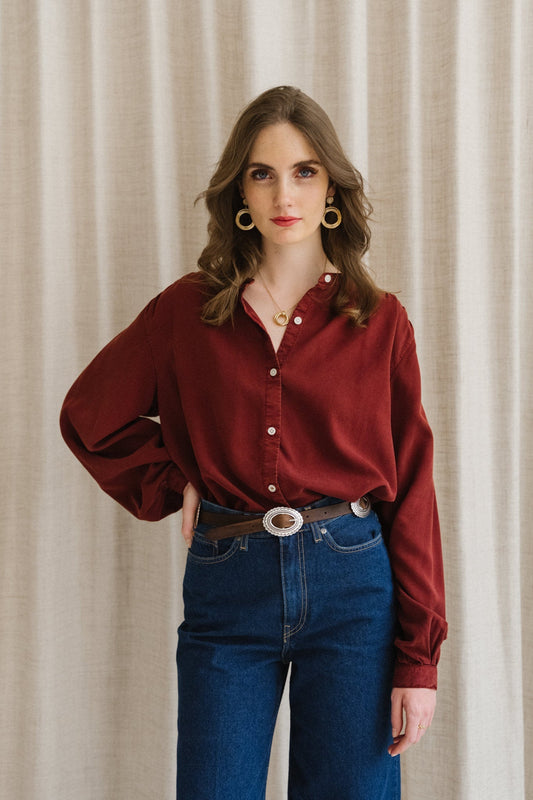 Blouse en tencel | bordeaux 'evi tencel blouse - brick'