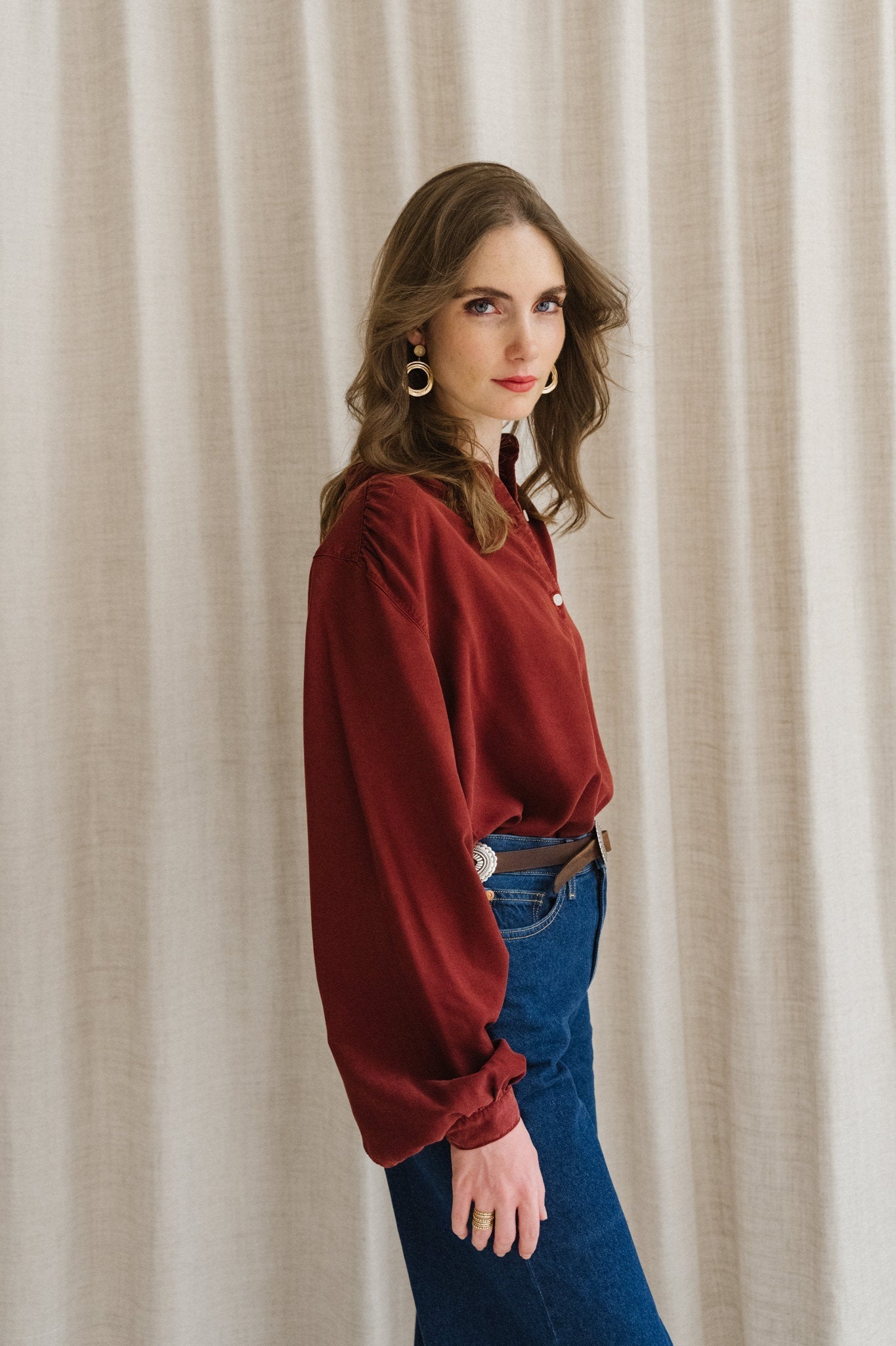 Blouse en tencel | bordeaux 'evi tencel blouse - brick'