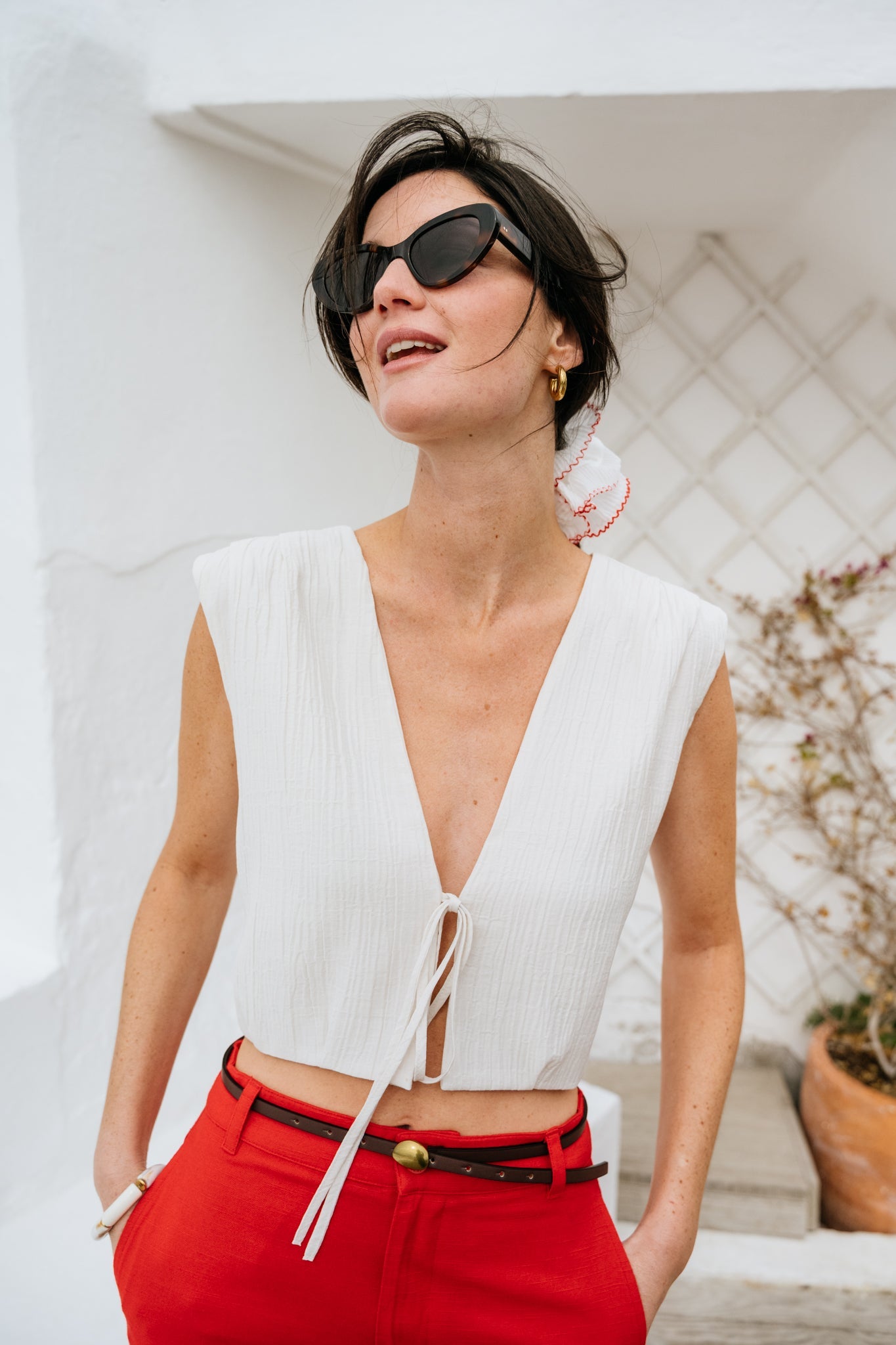 Top en tencel® (procédé Lyocell) | blanc "Stroget - offwhite"