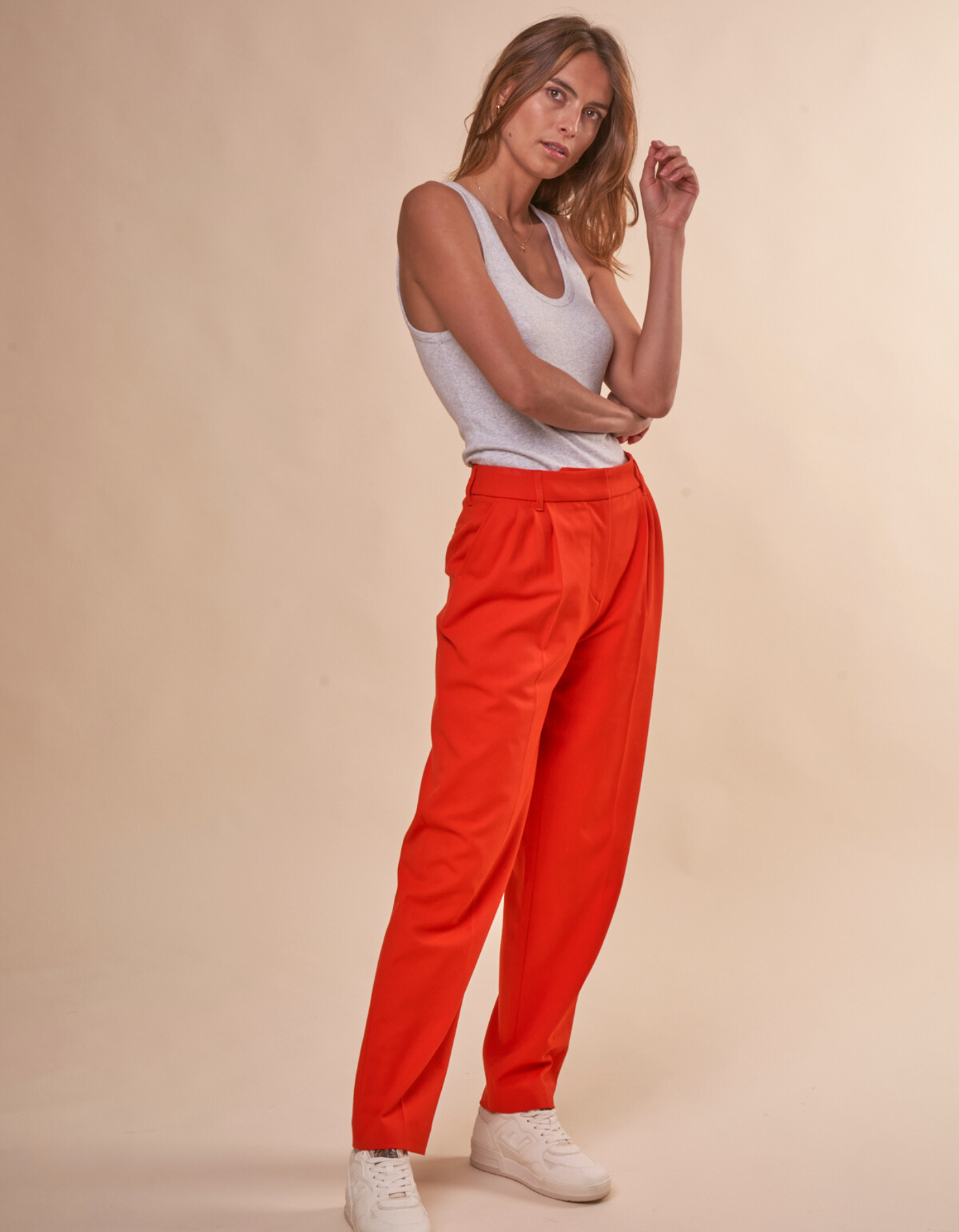 Pantalon ample en recyclé et ecovero | Orange "meme trousers orange"