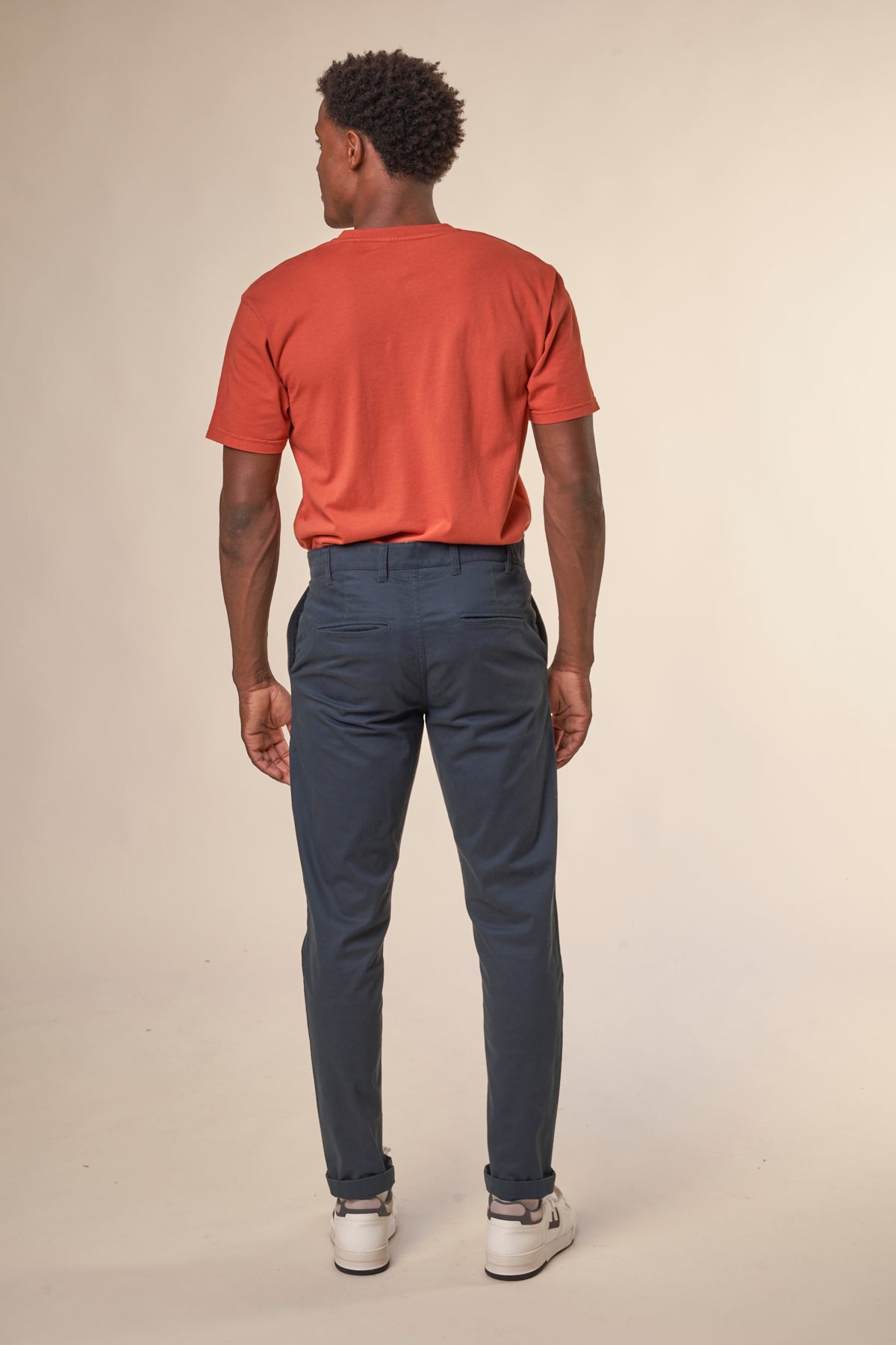 Chino en coton bio | marine "luca slim twill chino total eclipse"