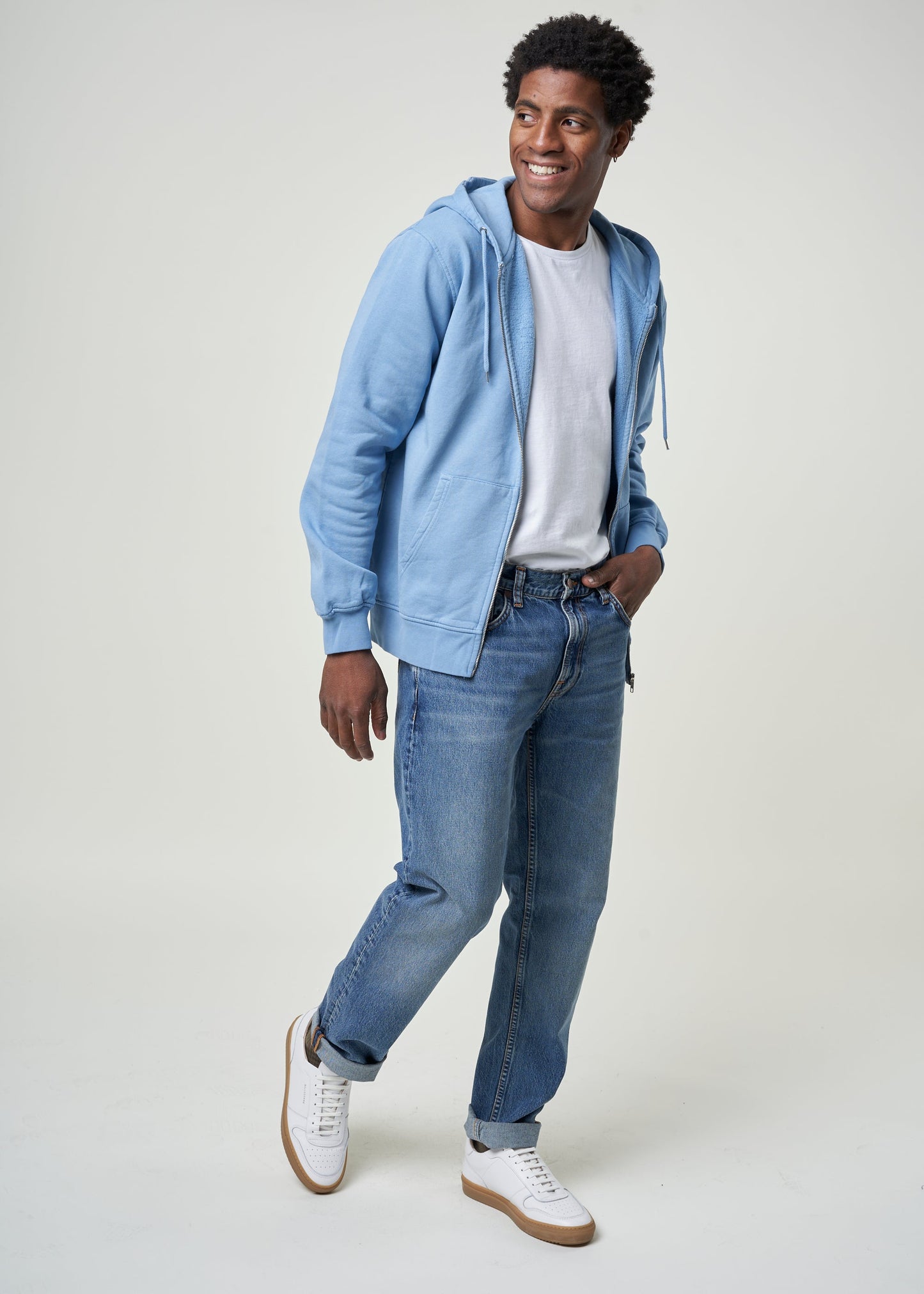 Sweat à capuche en coton bio | bleu "seaside blue"