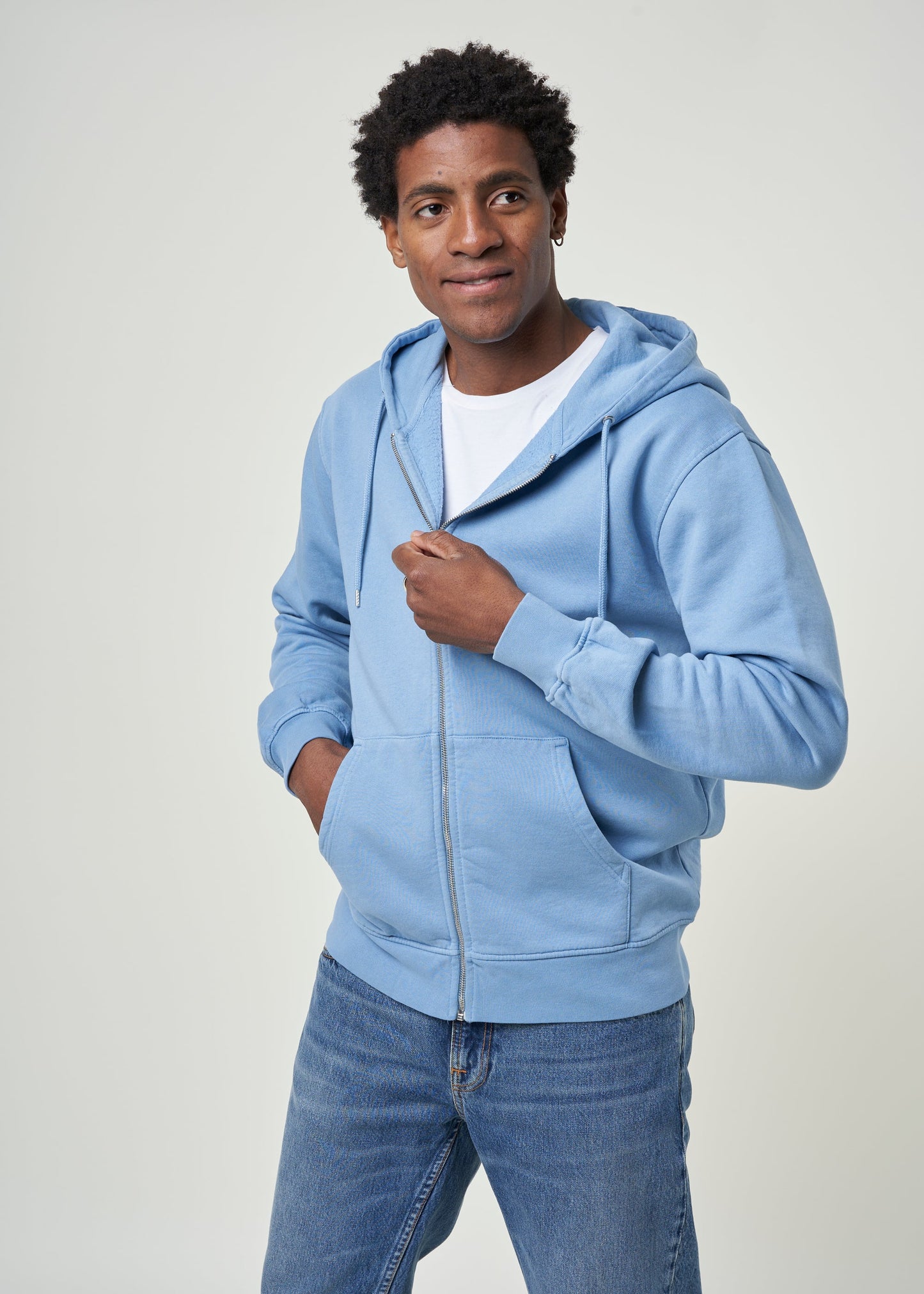 Sweat à capuche en coton bio | bleu "seaside blue"