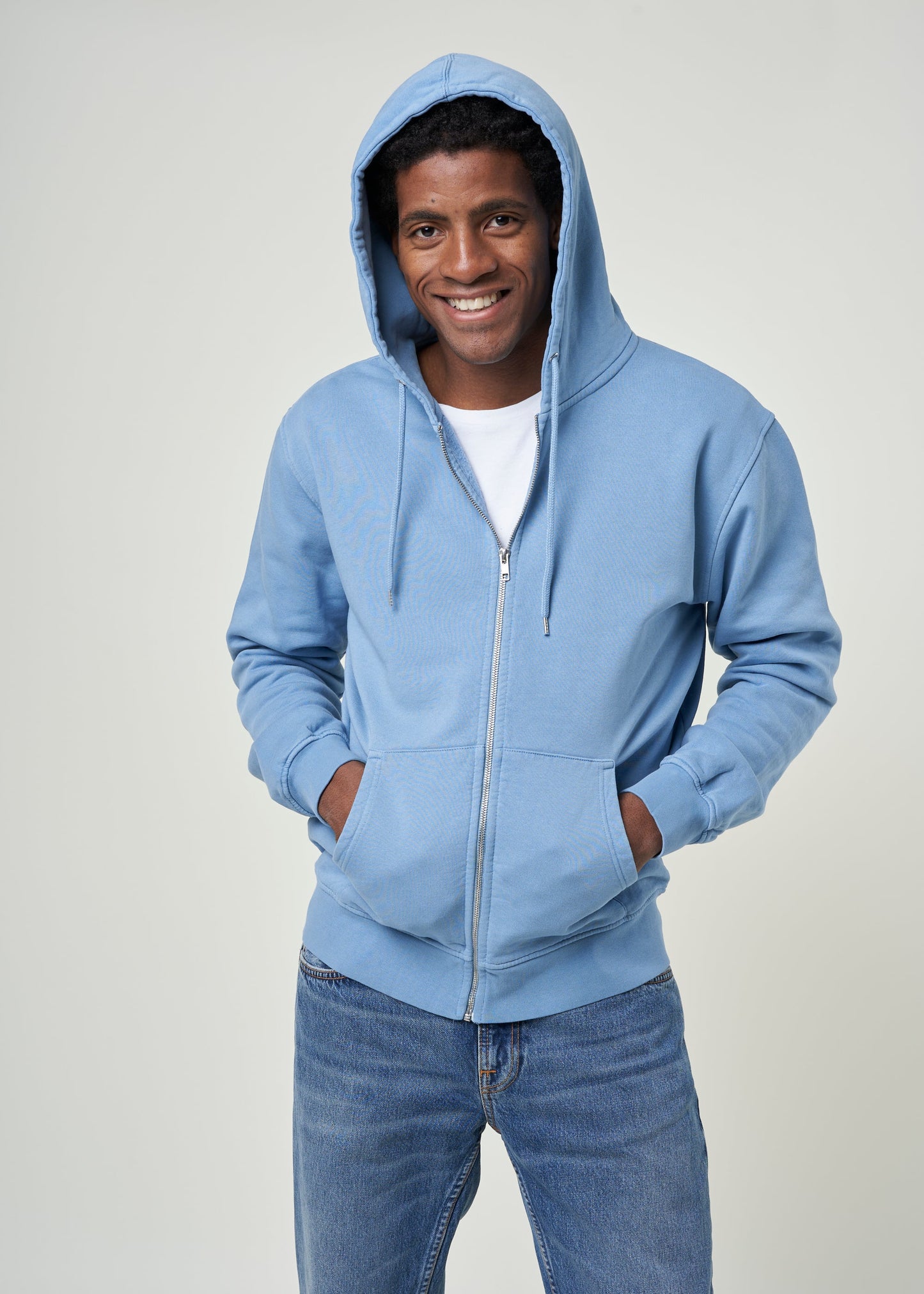 Sweat à capuche en coton bio | bleu "seaside blue"
