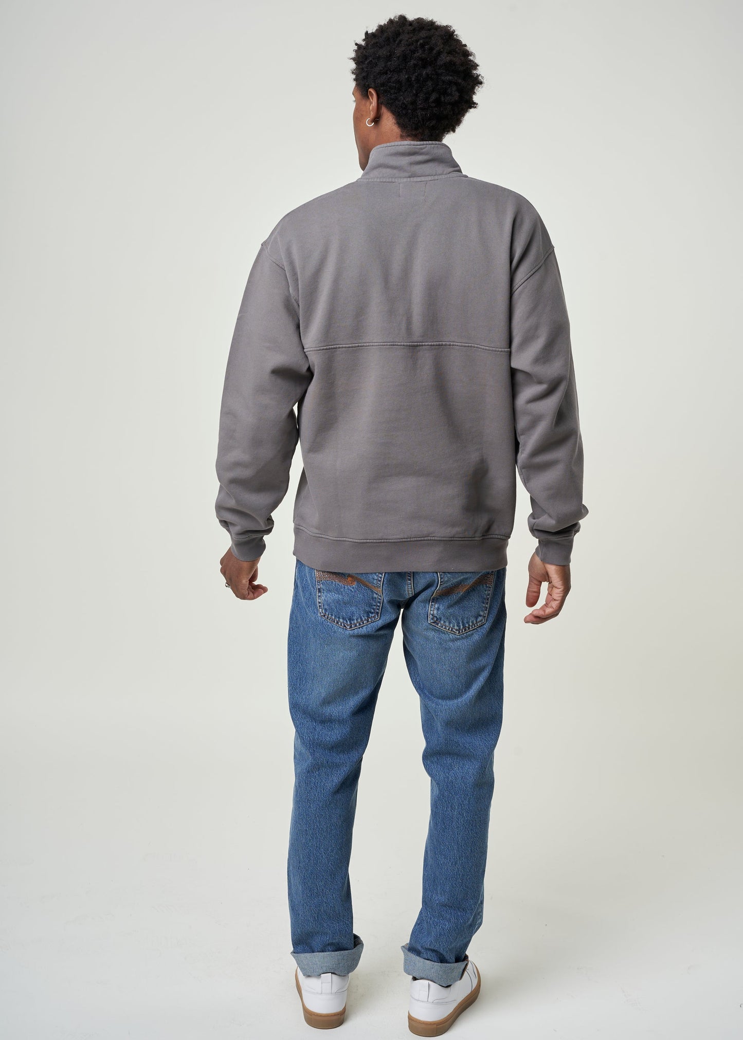 Sweat camionneur mixte en coton bio | gris "Quarter Zip storm grey"