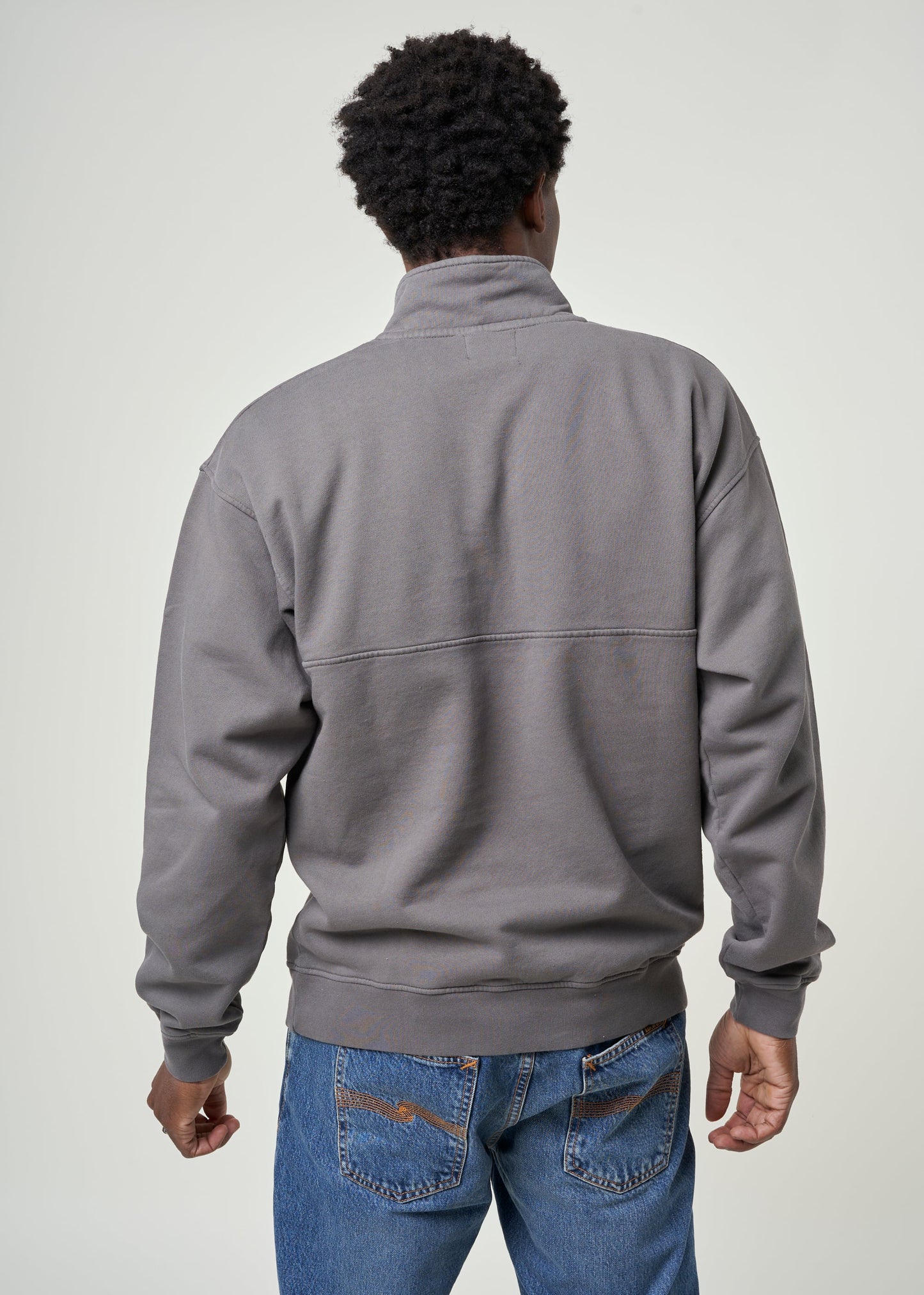 Sweat camionneur mixte en coton bio | gris "Quarter Zip storm grey"