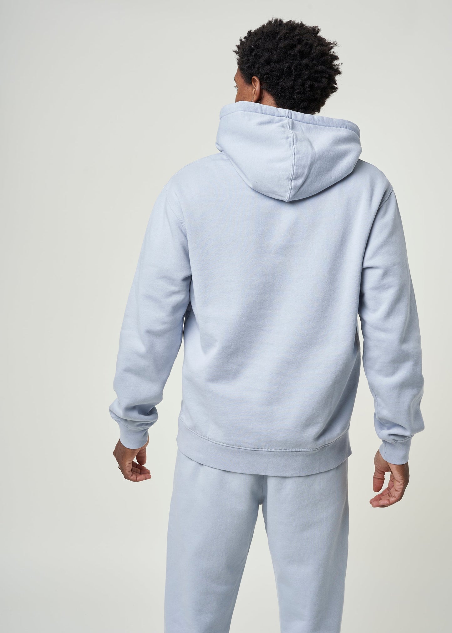 Sweat à capuche bleu ciel en coton bio - powder blue