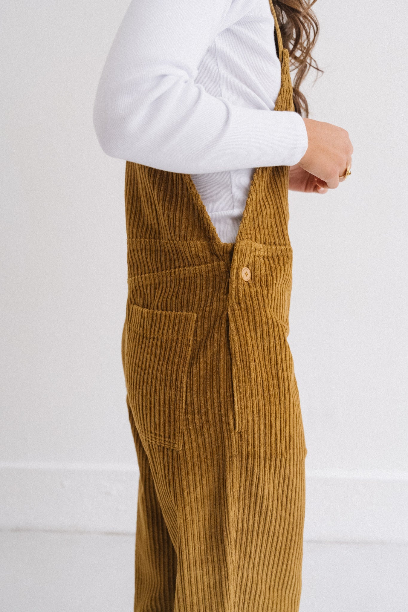 Salopette velours en coton bio | camel "light oak corduroy luz jumpsuit - brown"