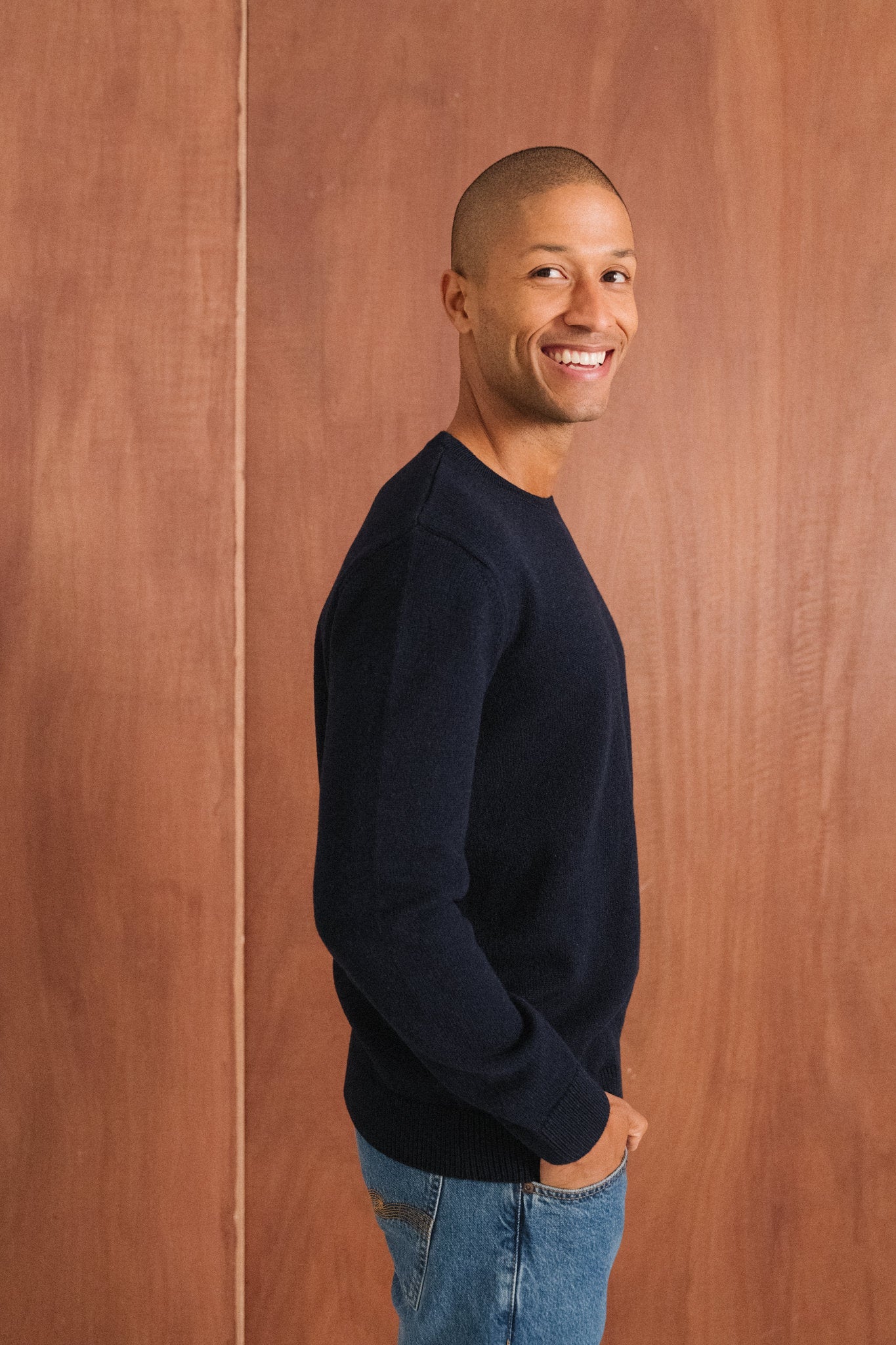 Pull en laine mérinos recyclée | marine