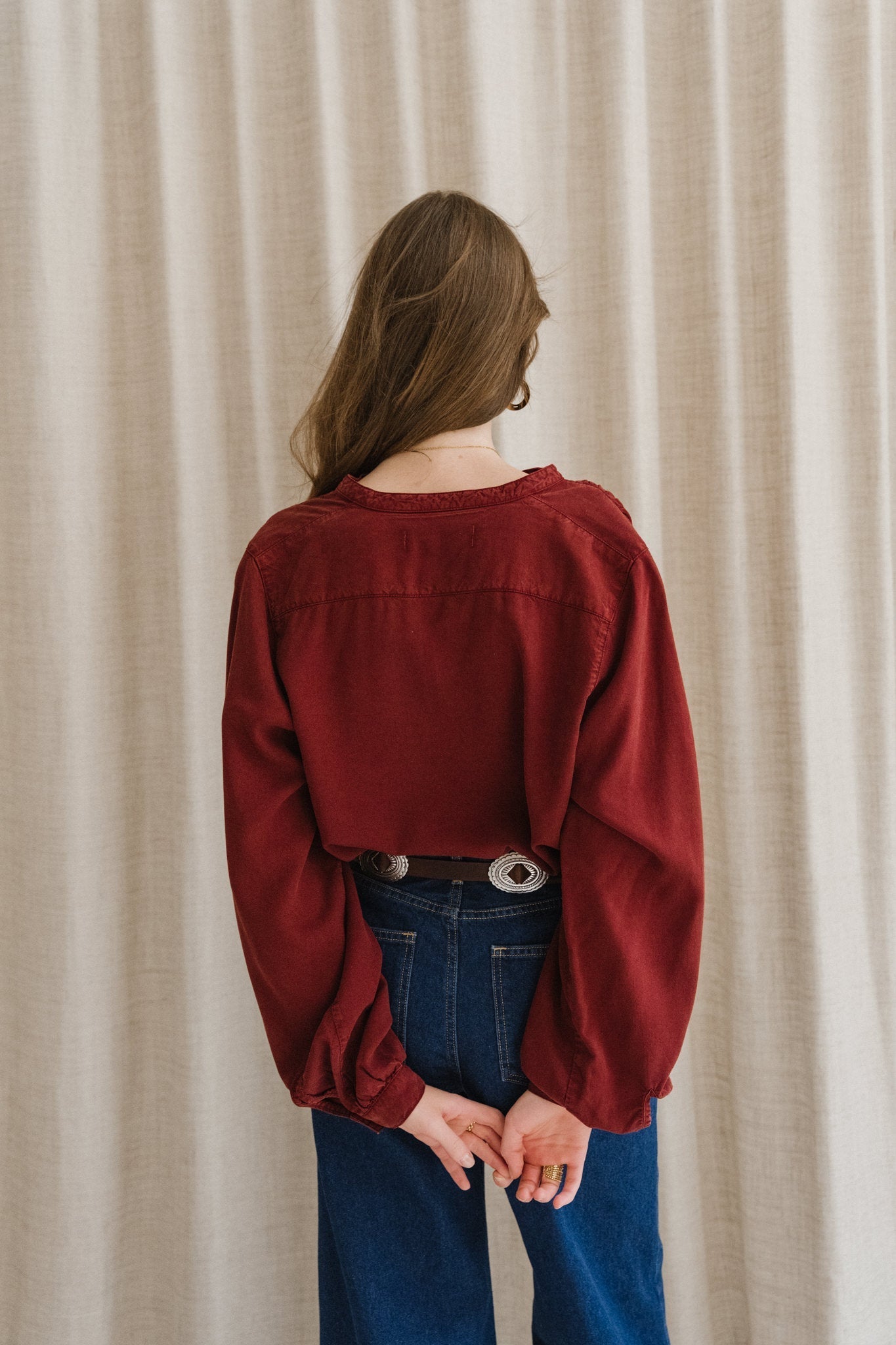 Blouse en tencel | bordeaux 'evi tencel blouse - brick'