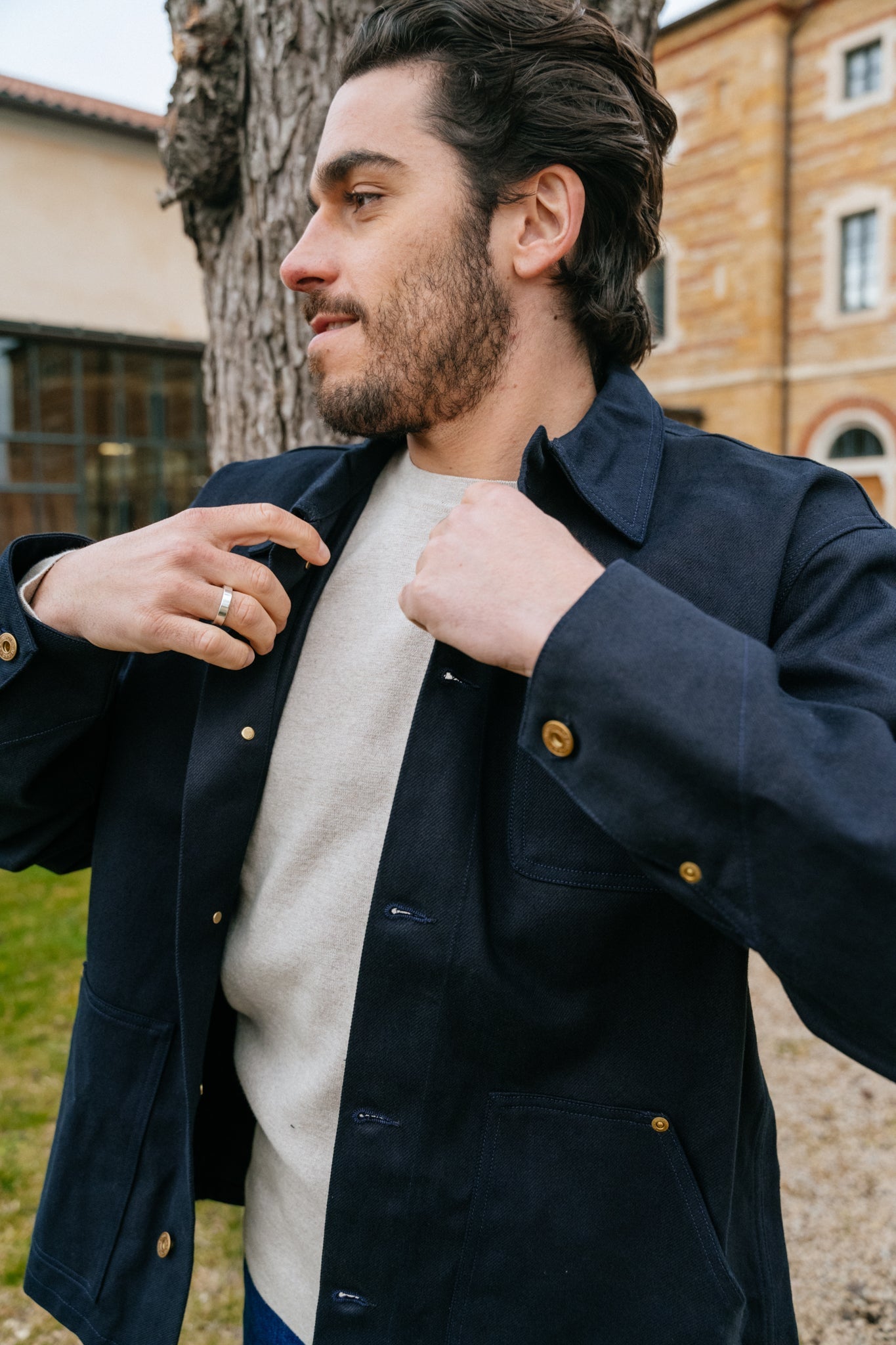 Veste jean en coton recyclé - chore jacket rebirth - navy