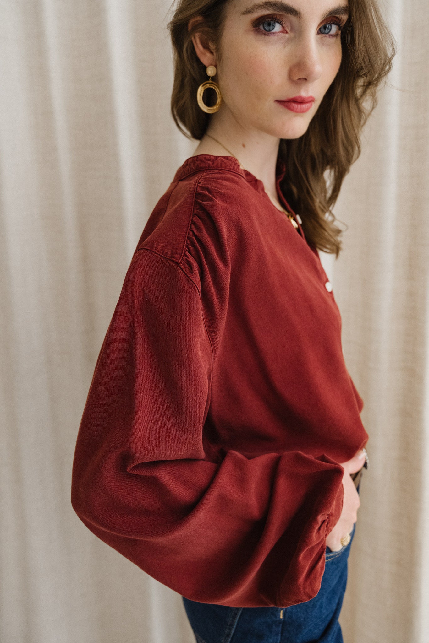Blouse en tencel | bordeaux 'evi tencel blouse - brick'