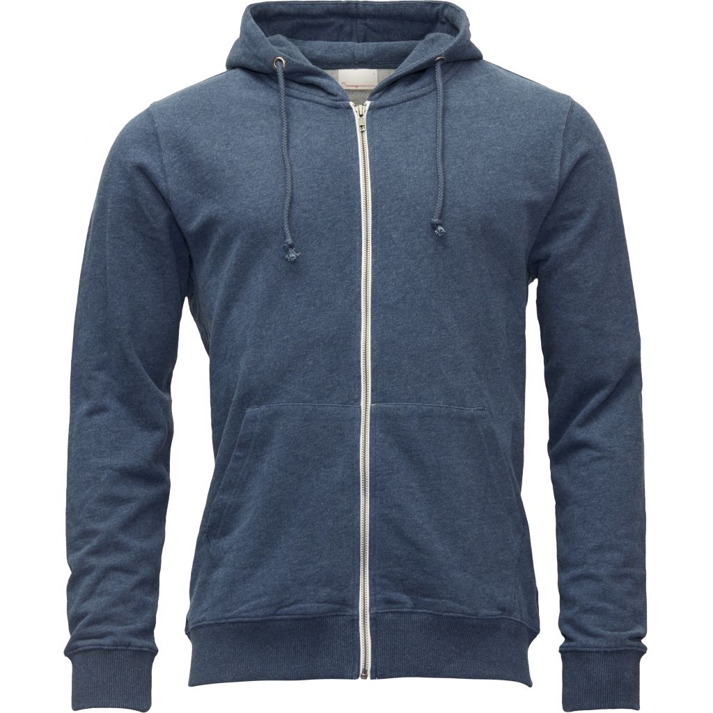 Sweat à capuche zippé bleu en coton bio