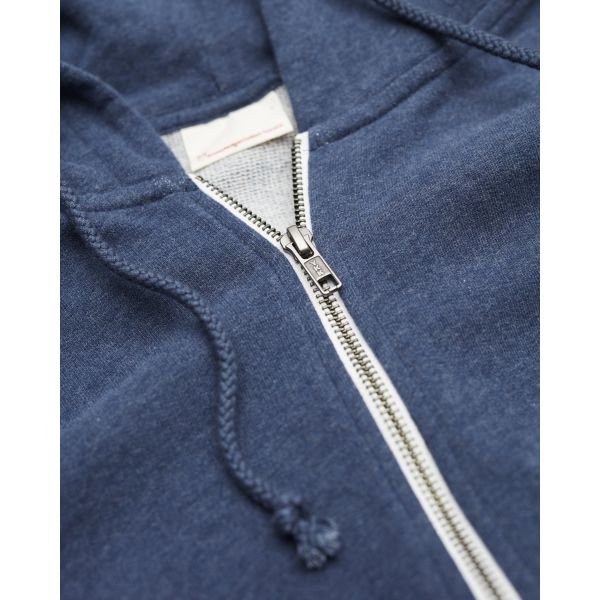 Sweat à capuche zippé bleu en coton bio