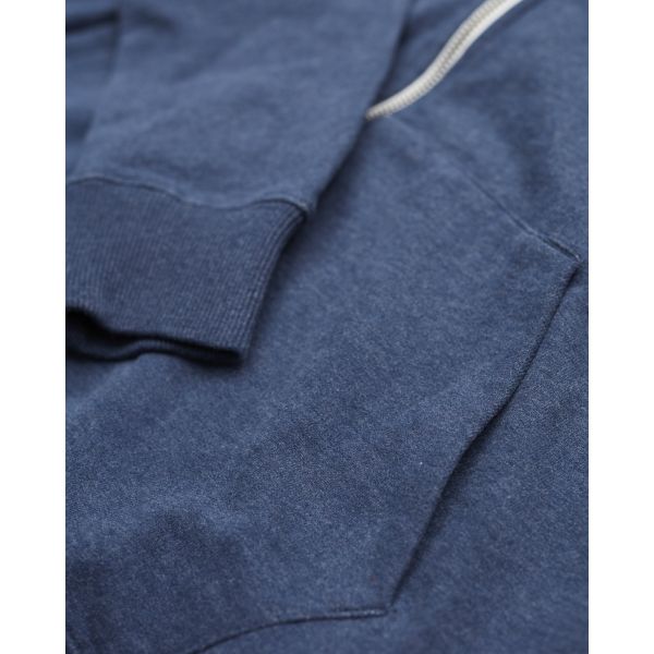 Sweat à capuche zippé bleu en coton bio