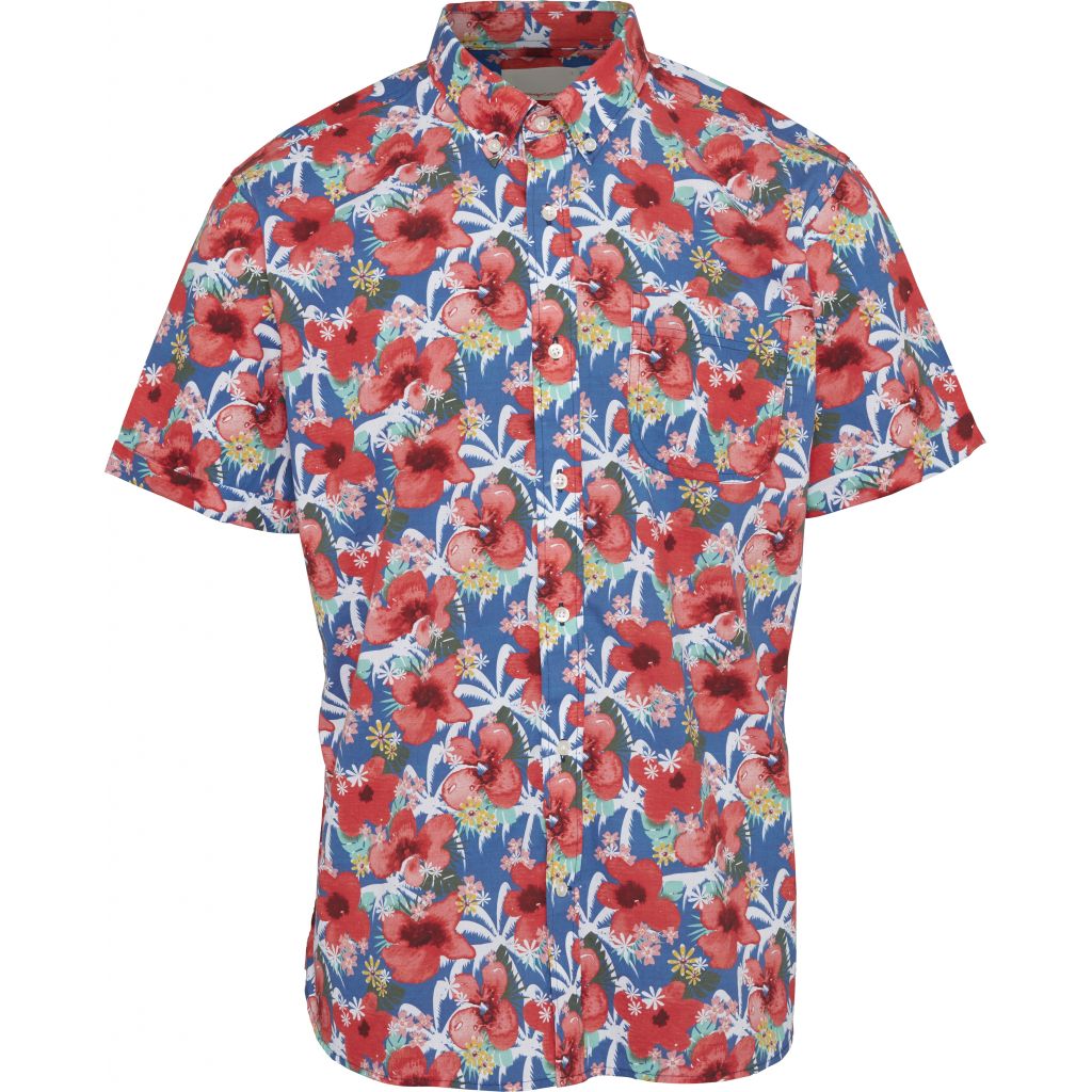 Chemise manches courtes imprimée fleurs en coton bio