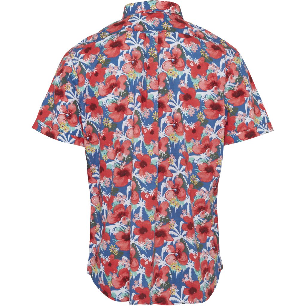 Chemise manches courtes imprimée fleurs en coton bio