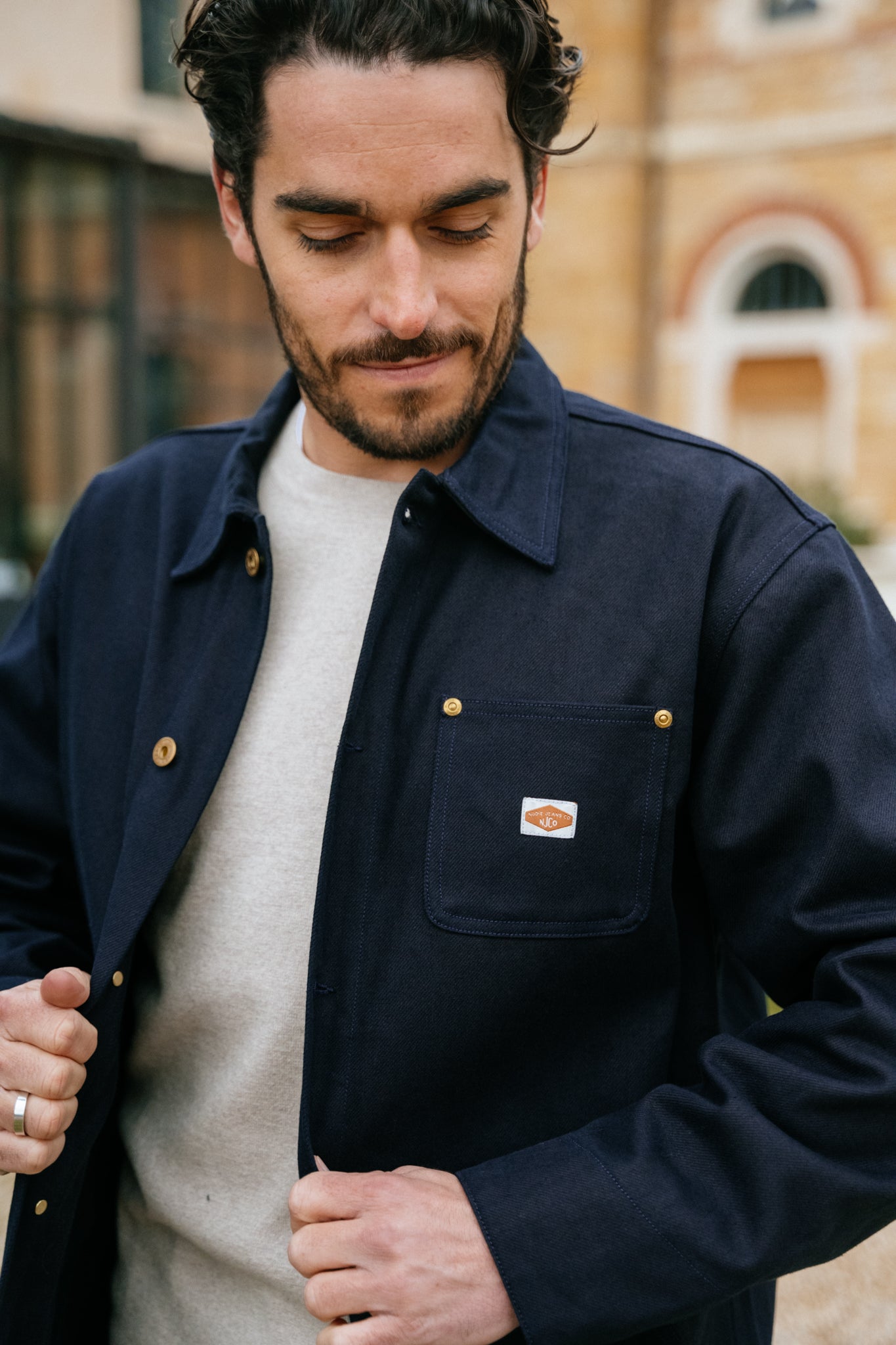 Veste jean en coton recyclé - chore jacket rebirth - navy