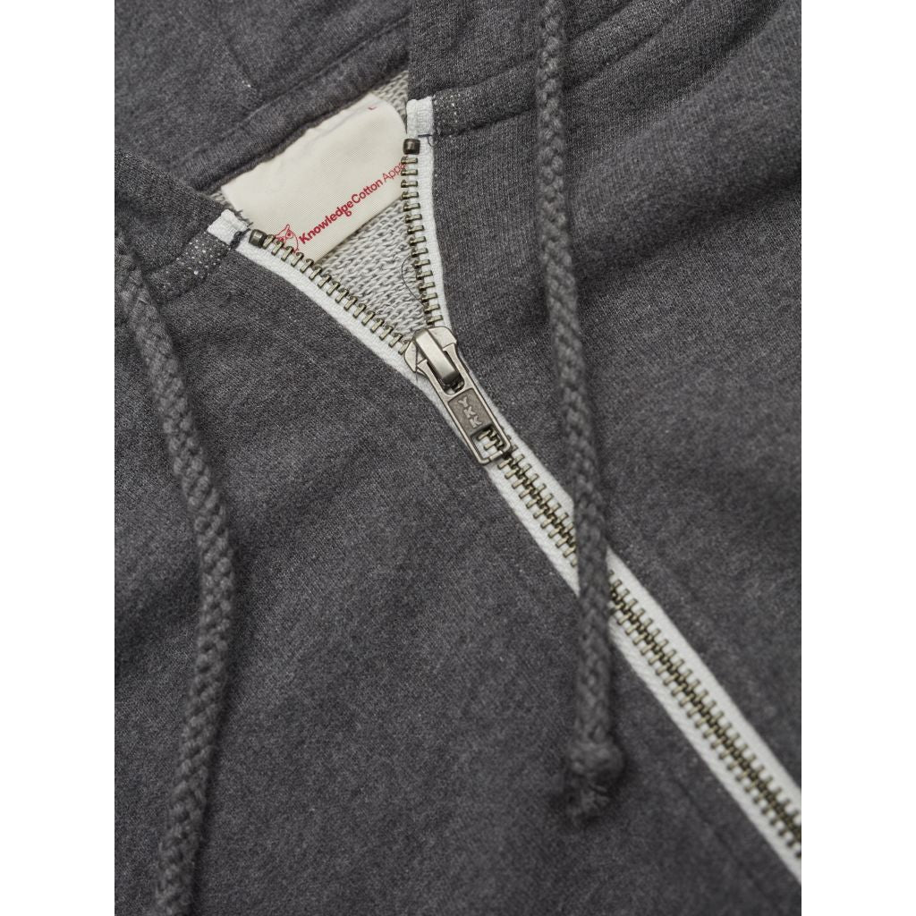 Sweat à capuche zippé gris en coton bio