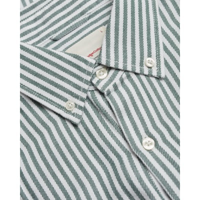 Chemise rayée vert en coton bio et tencel - stipped twill