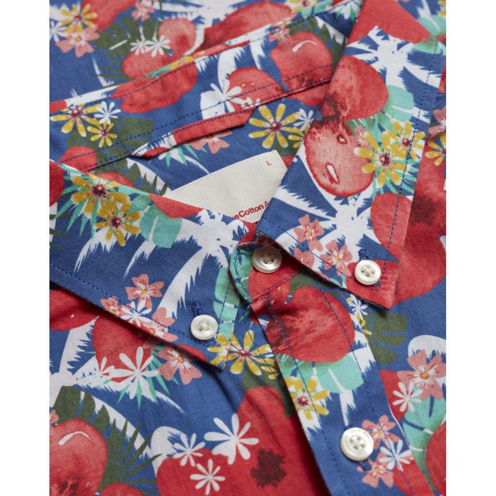 Chemise manches courtes imprimée fleurs en coton bio