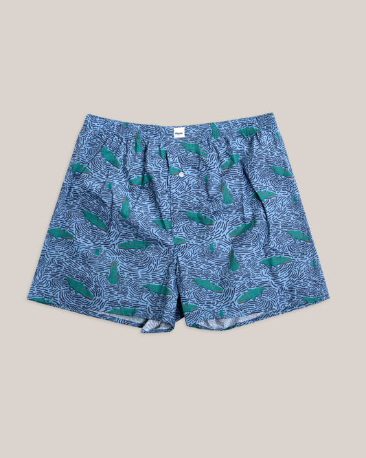 Caleçon bleu à motifs en viscose Ecovero - crocodile blue