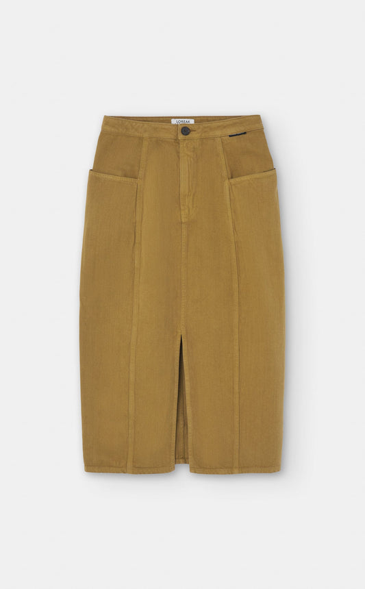 Jupe midi en coton recyclé | ocre "arrola"