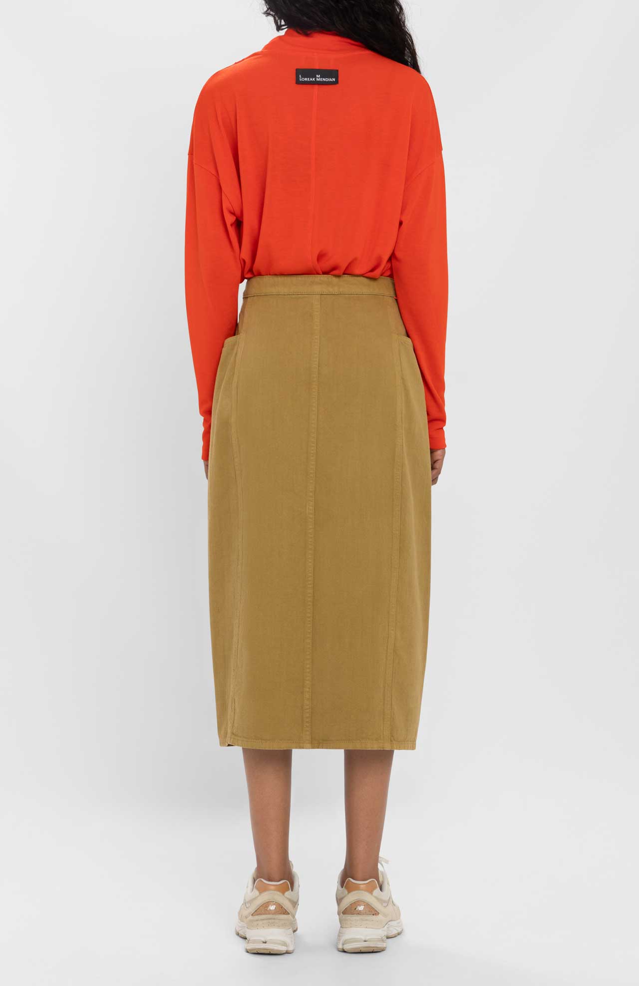 Jupe midi en coton recyclé | ocre "arrola"
