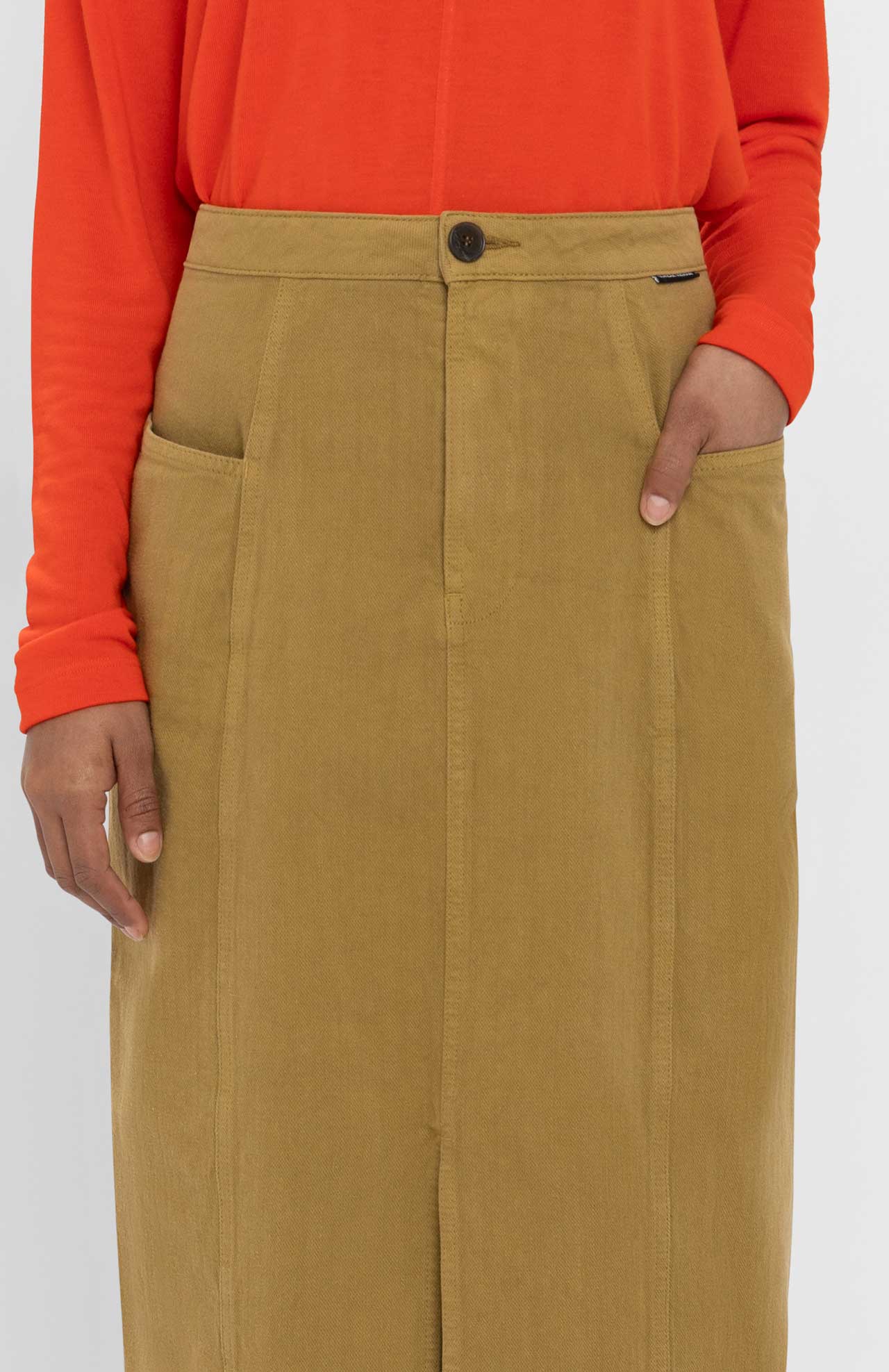 Jupe midi en coton recyclé | ocre "arrola"