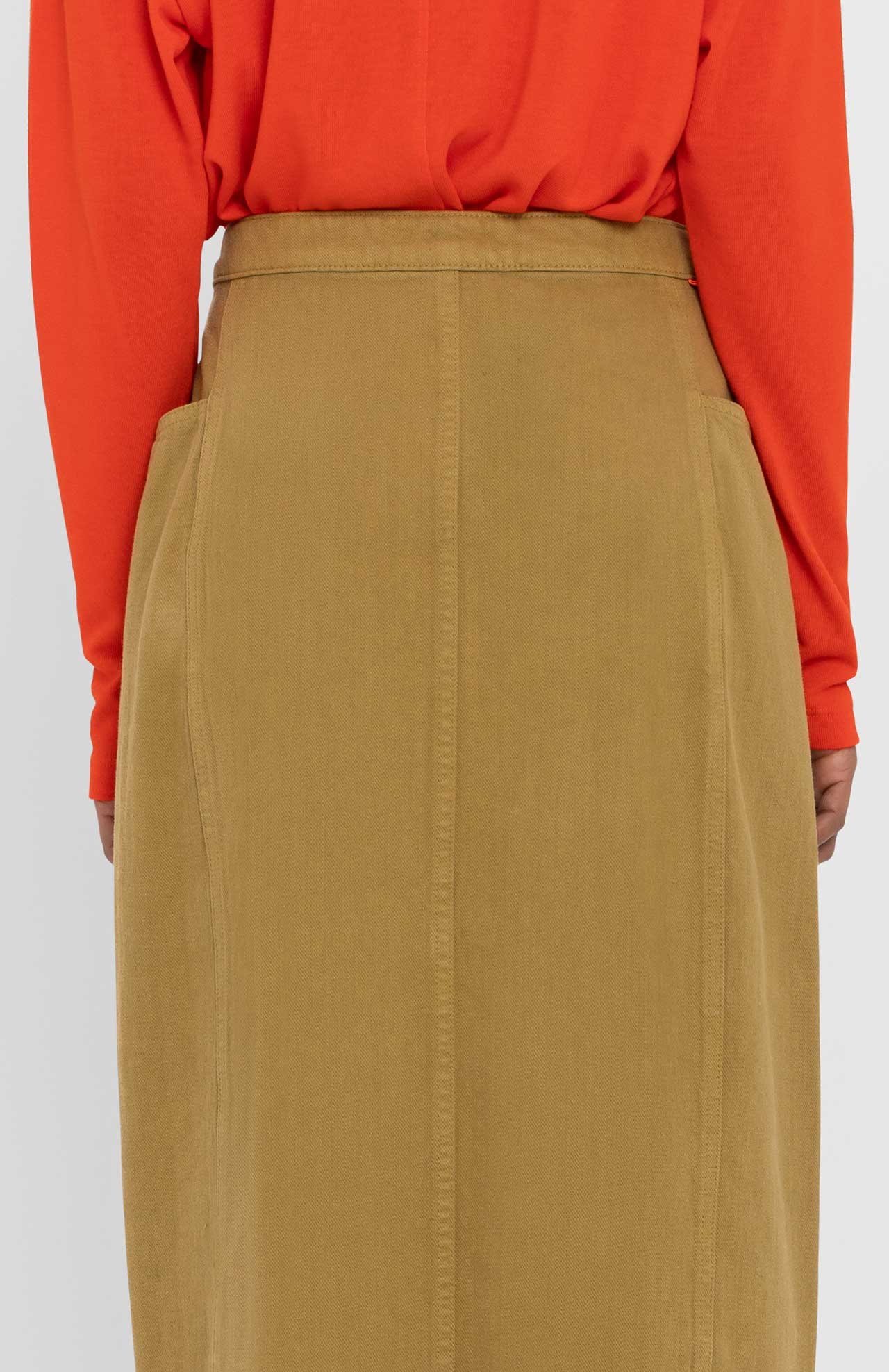 Jupe midi en coton recyclé | ocre "arrola"