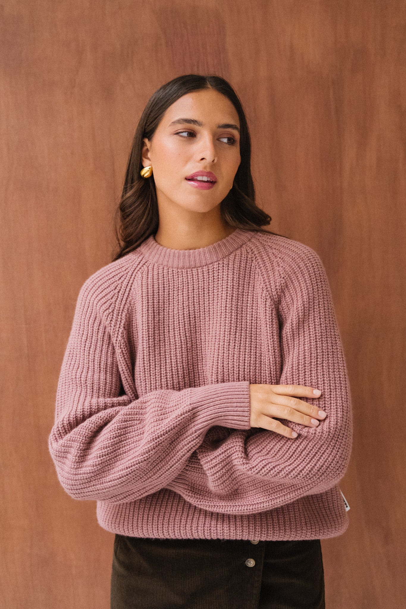 Pull en laine et coton bio | rose "kaagi - light berry"
