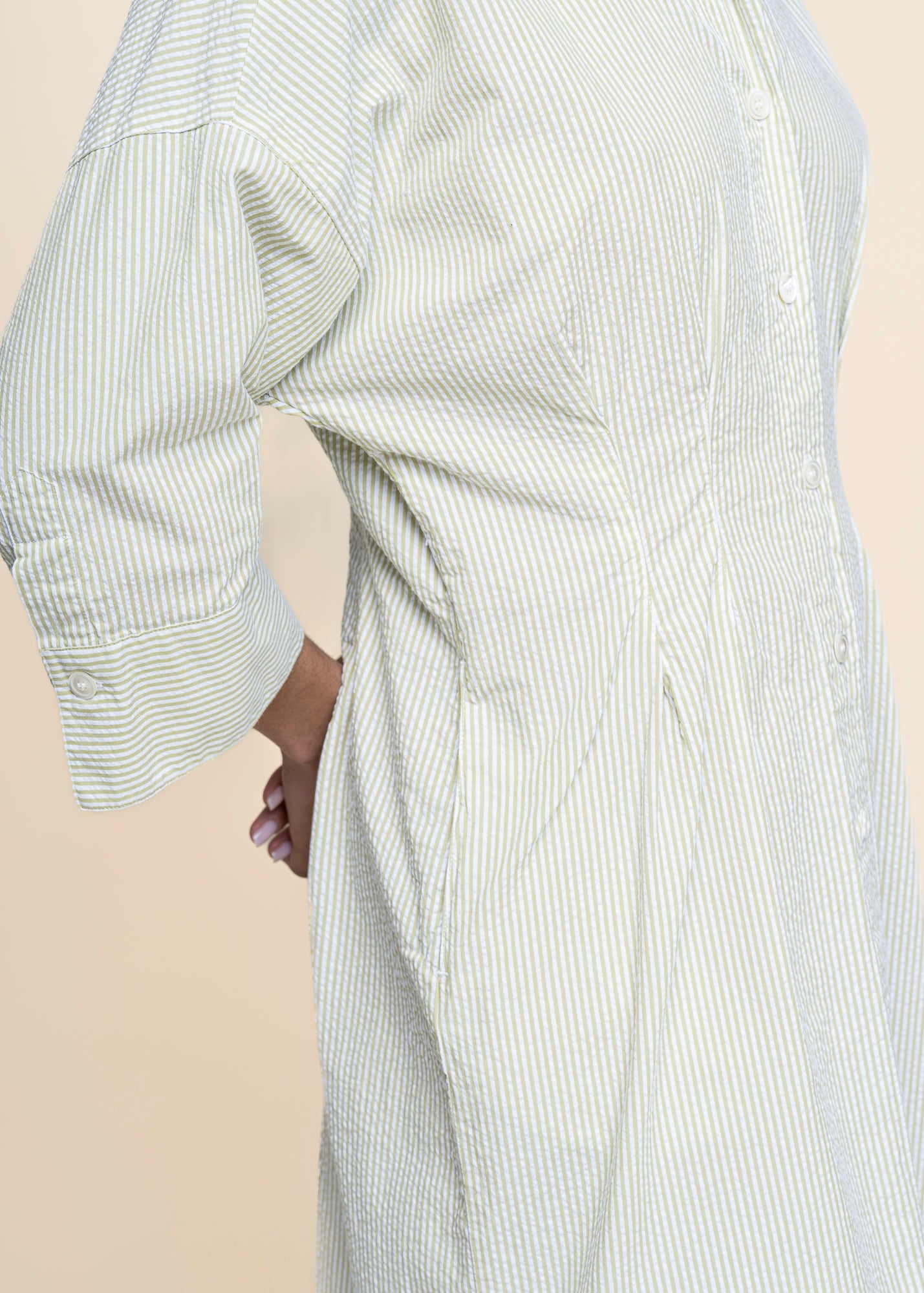 robe chemise longue en coton bio | vert "Cora - pistachio"
