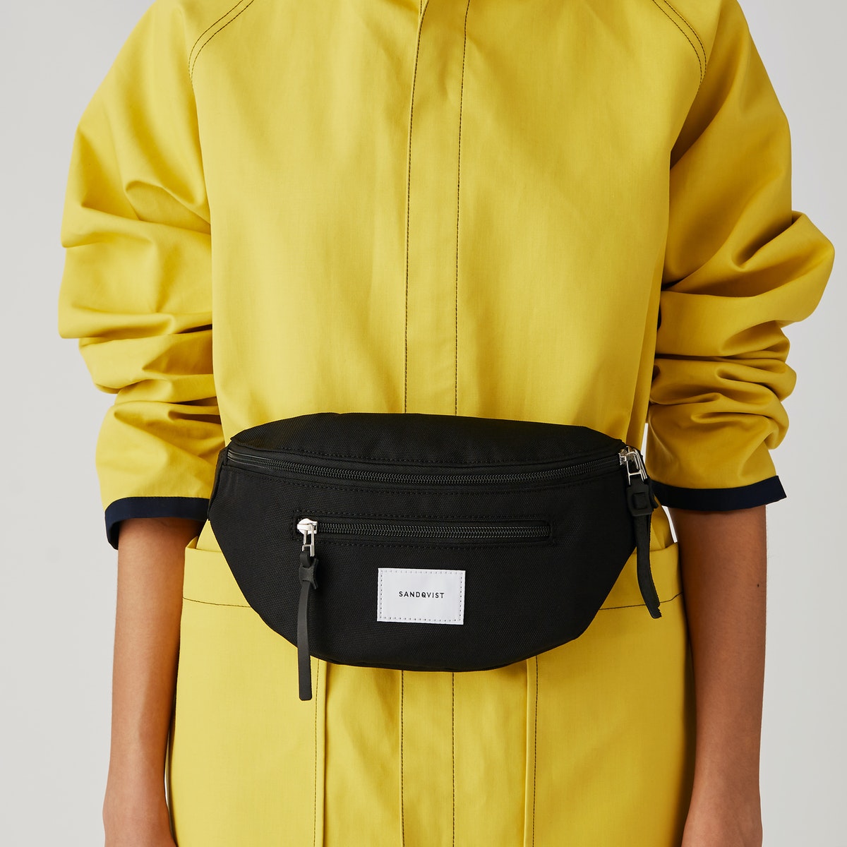 Banane 1,5L en coton bio et cuir | Noir "aste black with black leather"