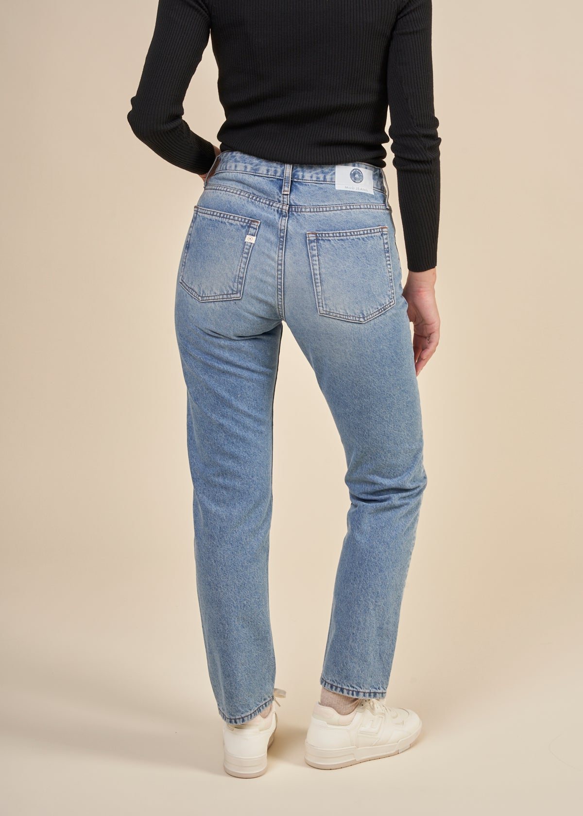 Jean droit en coton bio | bleu "easy go - stone vintage"