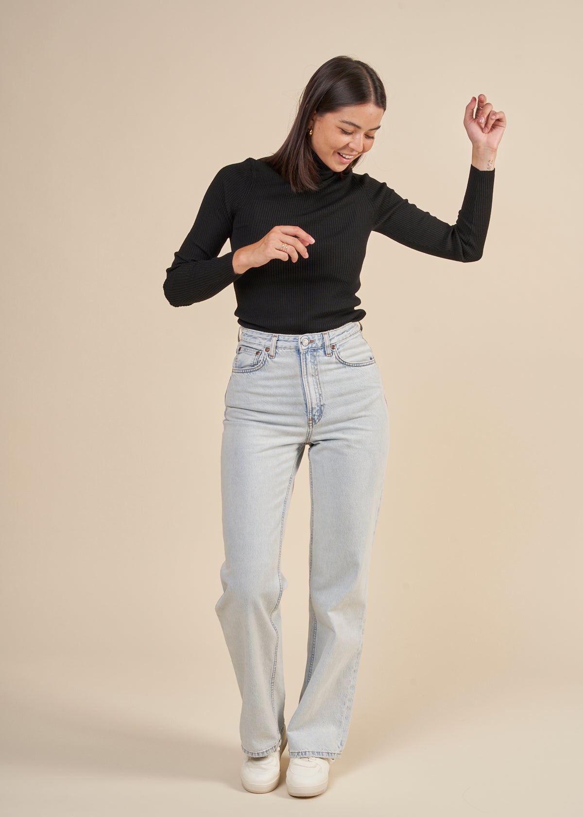 Jean ample bleu délavé en coton bio - clean eileen touch of blue