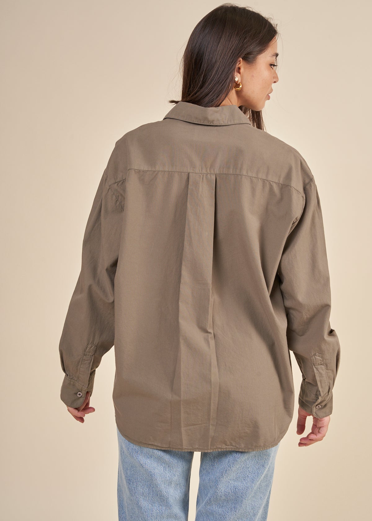 Chemise oversize olive en coton bio - dusty olive