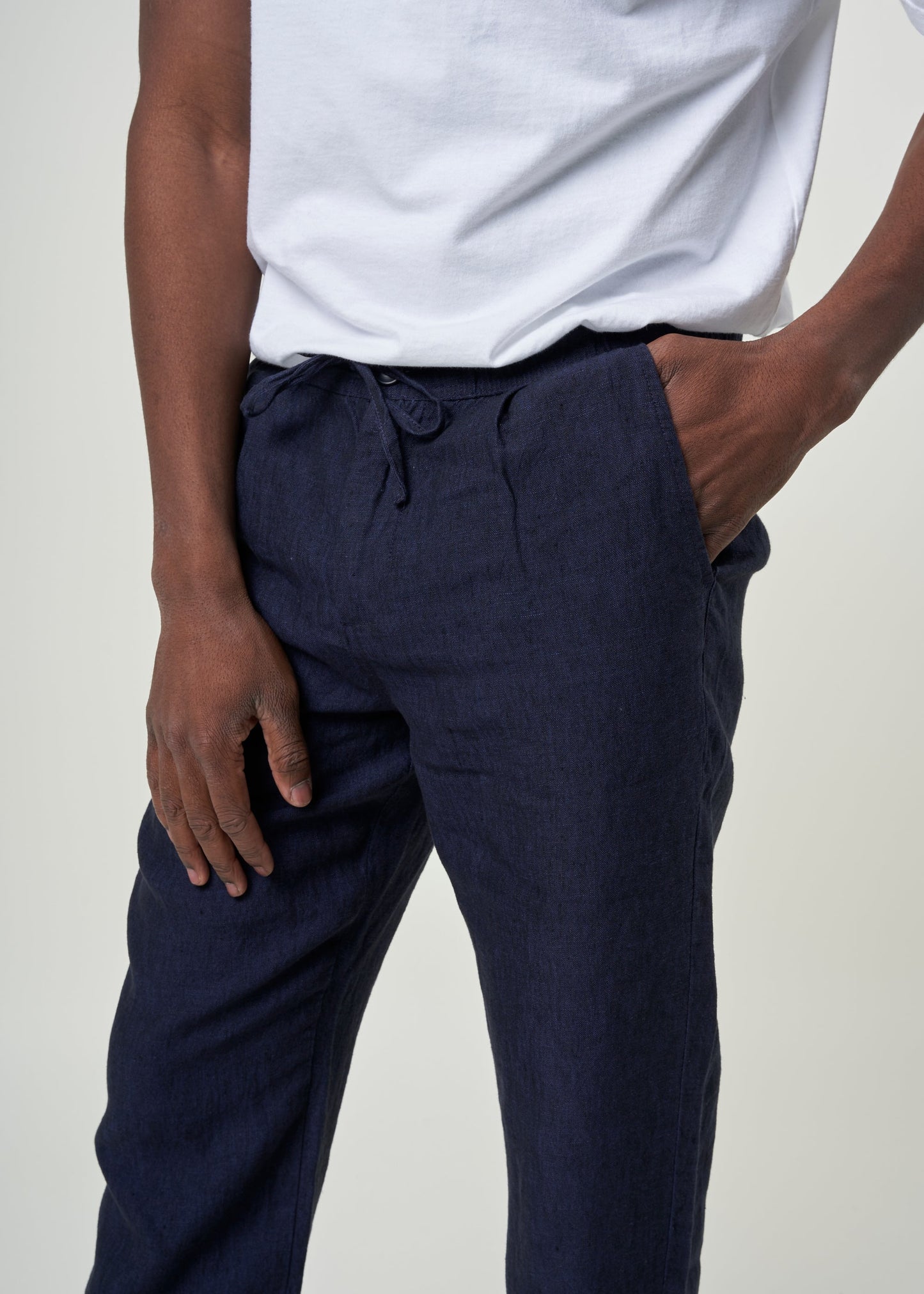 Pantalon en lin bio | Marine "loose linen pant total eclipse"