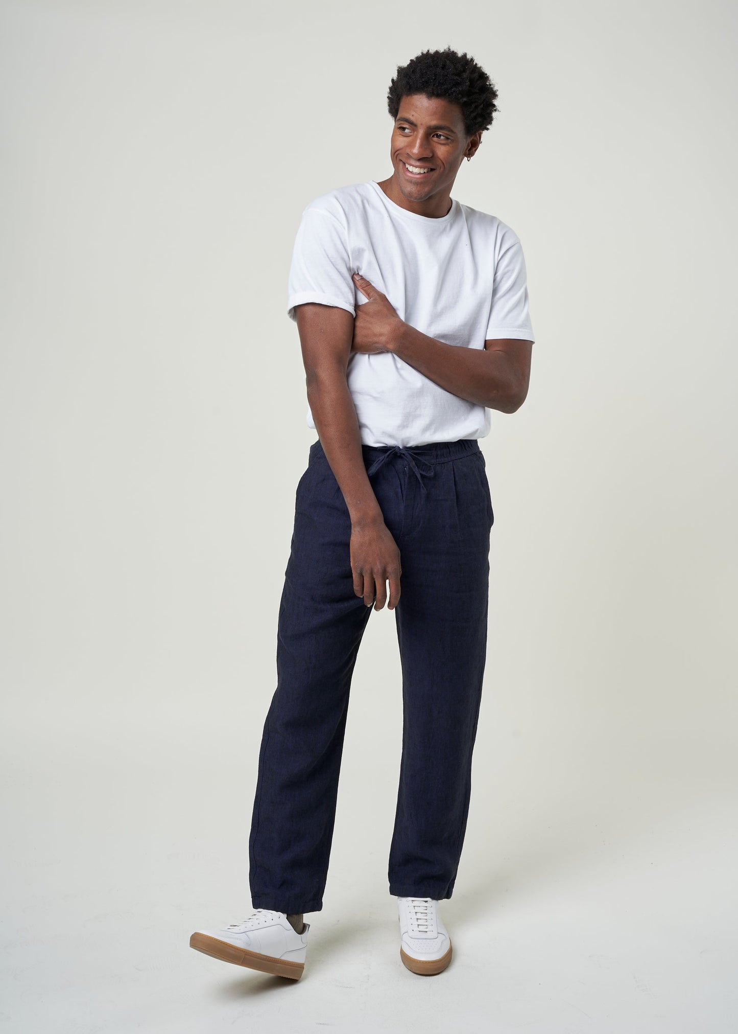 Pantalon en lin bio | Marine "loose linen pant total eclipse"