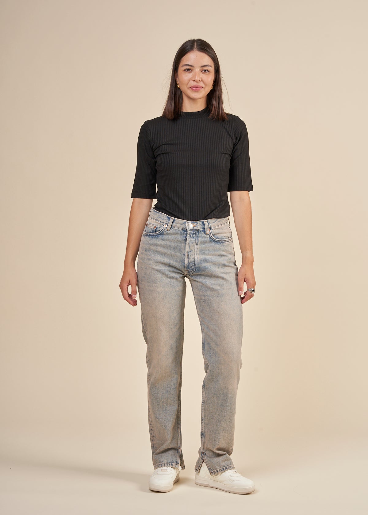 Jean droit en coton bio et recyclé | Bleu délavé "susan jeans split seam desert dust"