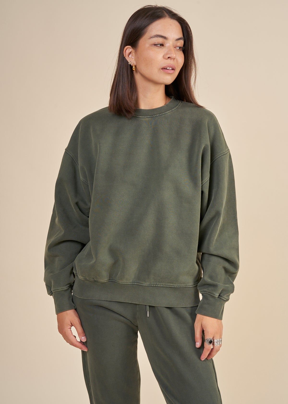 Sweat mixte oversize en coton bio | Vert forêt "midnight forest"