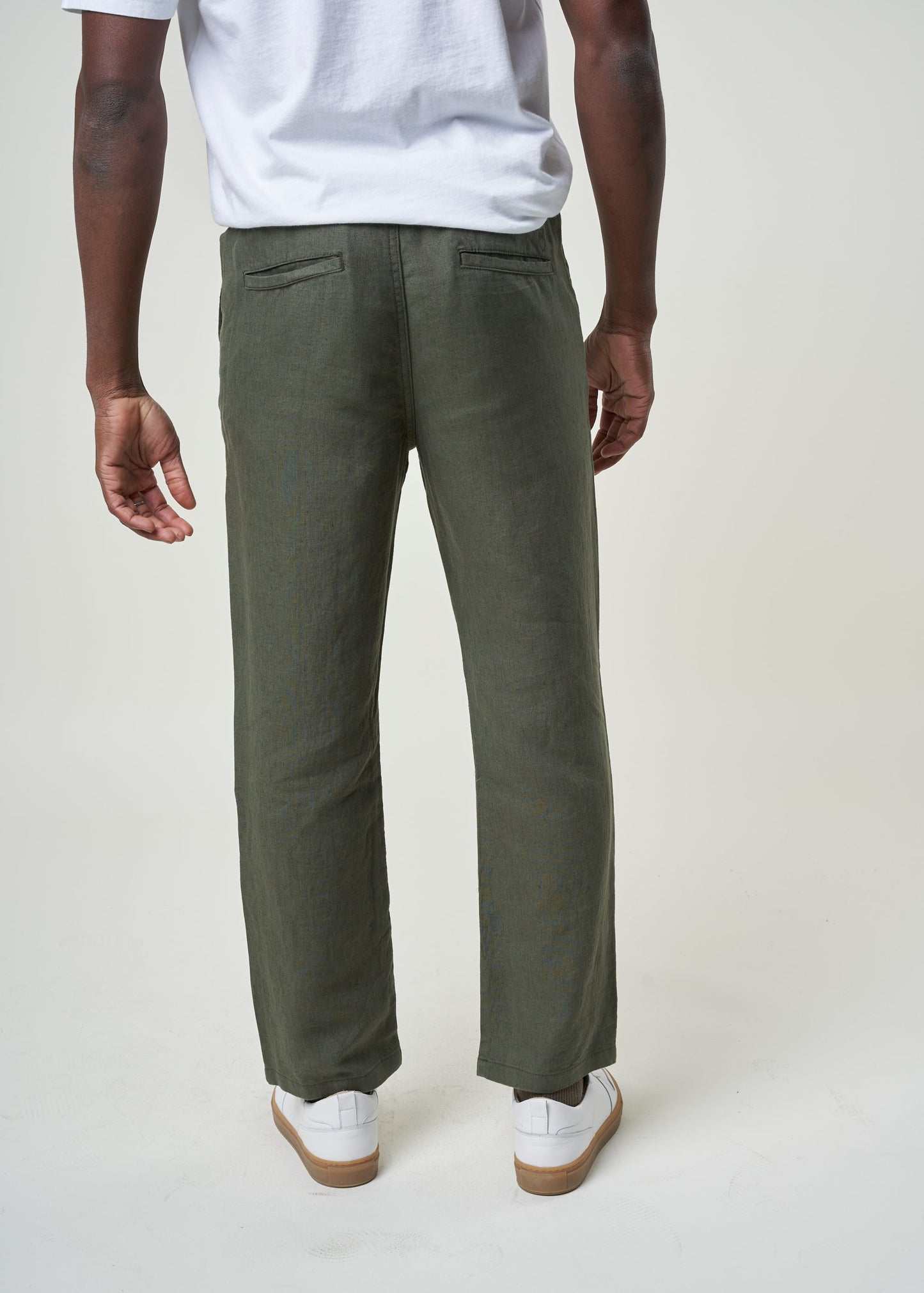 Pantalon en lin bio | Vert olive "loose linen pant burned olive"