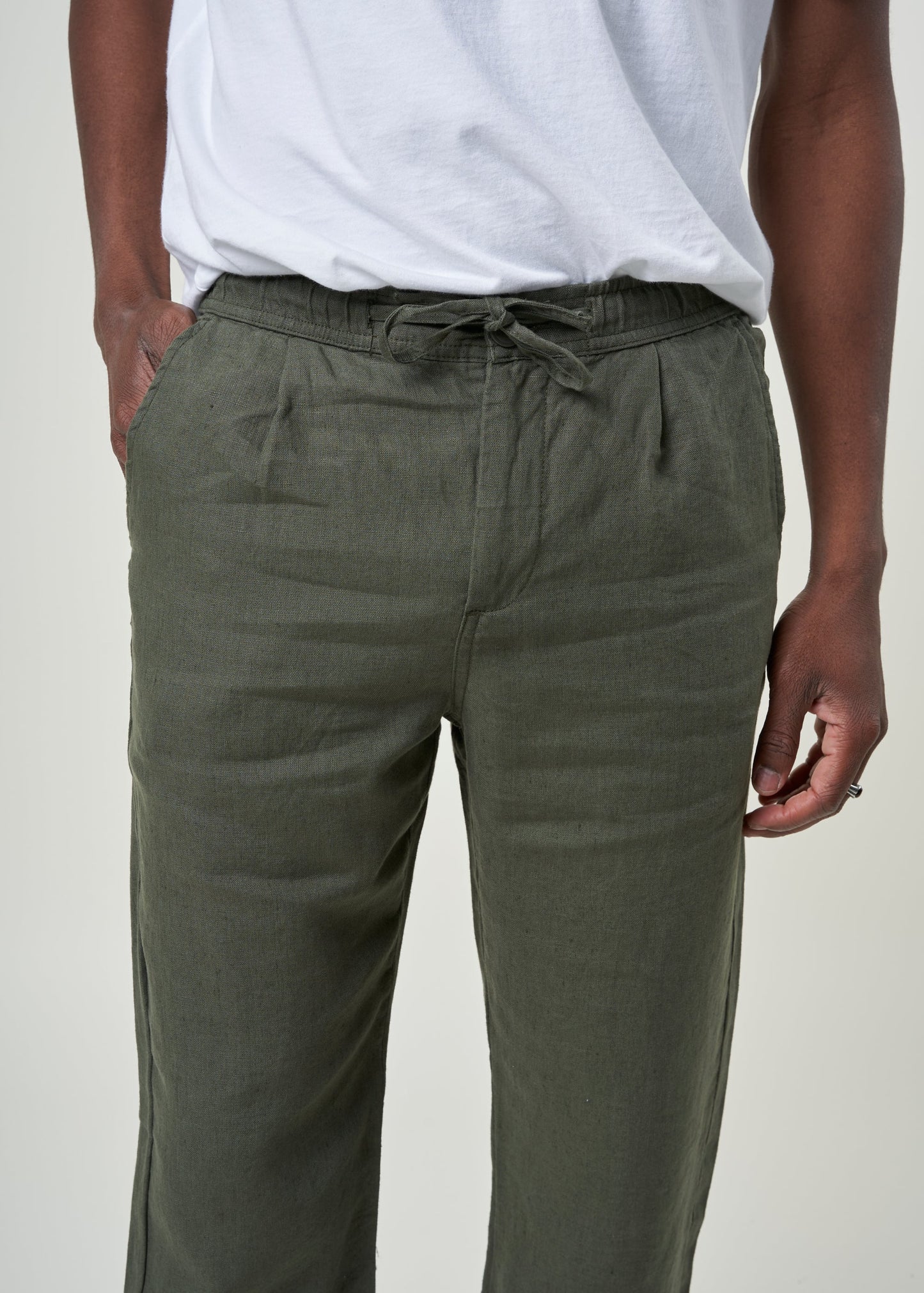 Pantalon en lin bio | Vert olive "loose linen pant burned olive"