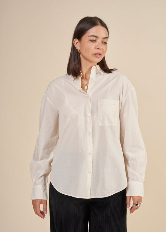 Chemise oversize beige en coton bio - ivory white