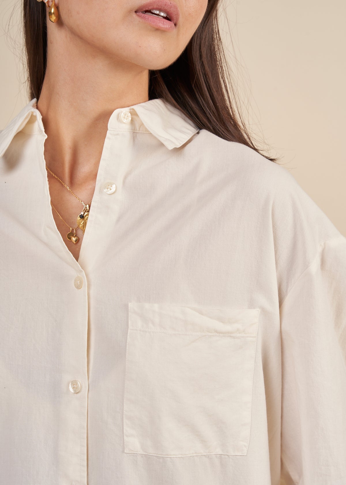 Chemise oversize beige en coton bio - ivory white